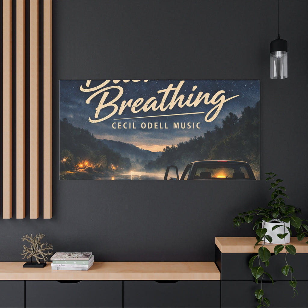 Backroad Breathing Matte Canvas Wall Art: Night Truck Landscape Music Print