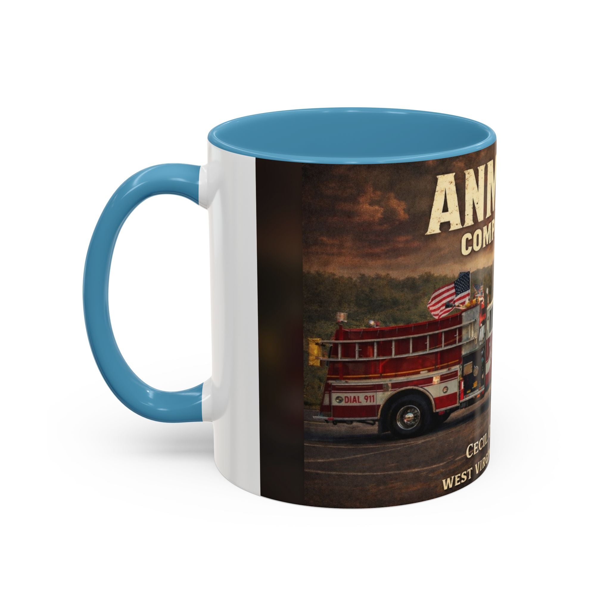 Anmoore Company One Firetruck Accent Coffee Mug: 'Hold That Line' West Virginia Country Music Tribute