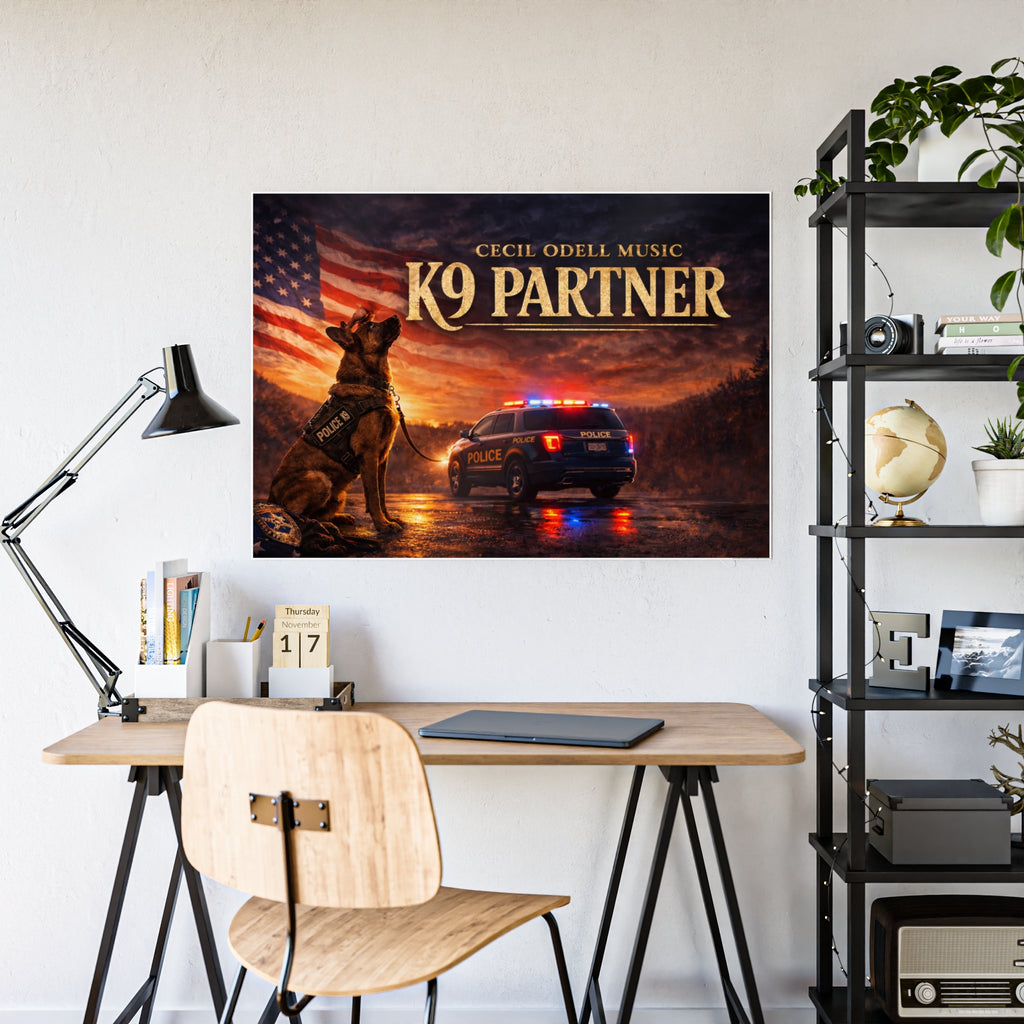 K9 Partner Gloss Poster: Patriotic Police K9 Tribute Wall Art