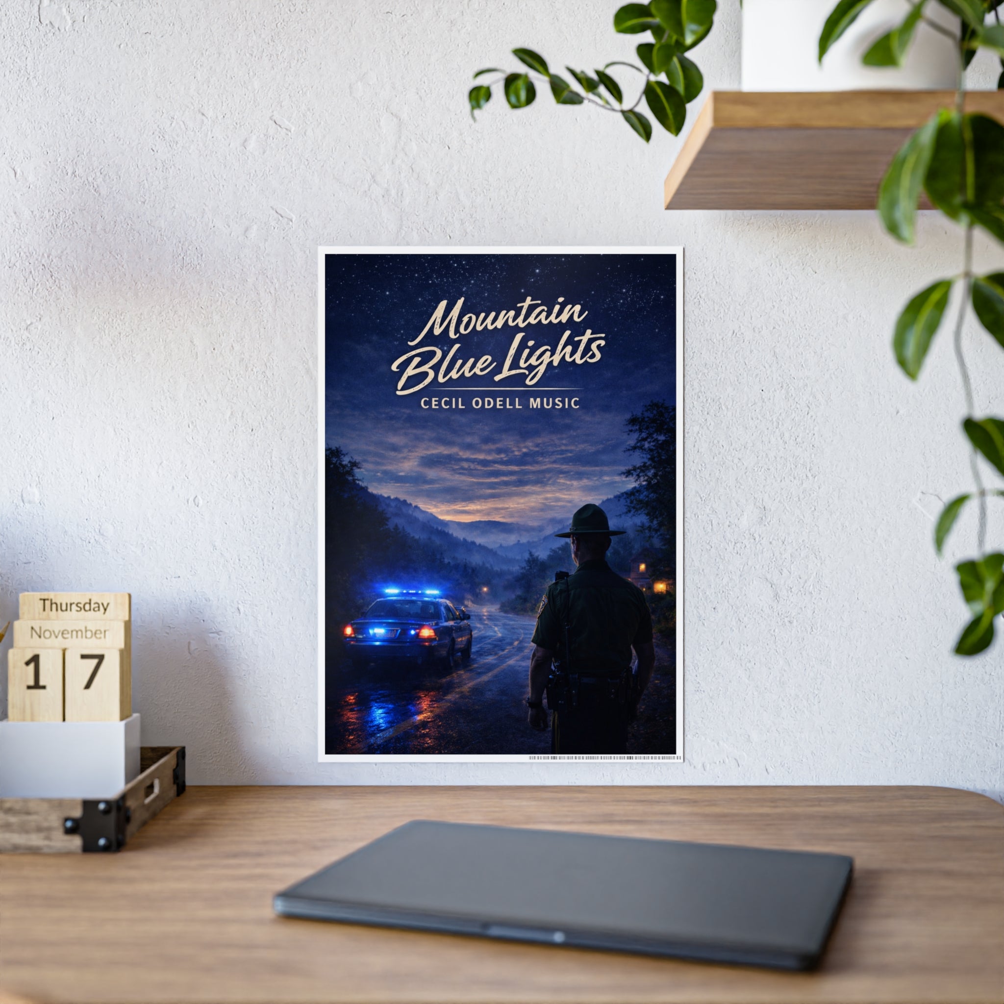 Poster: "Mountain Blue Lights" Movie-Style Gloss Art Print