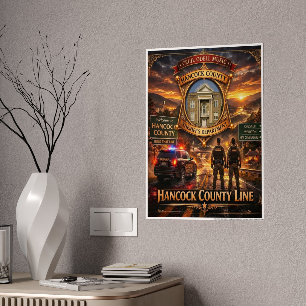 Hancock County Line Gloss Poster: Sheriff’s Department Badge Wall Art