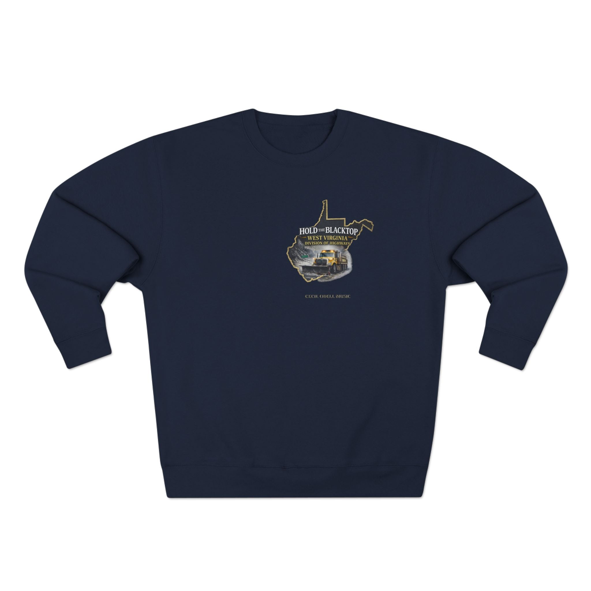 West Virginia Blacktop Crewneck Sweatshirt: 'Hold the Blacktop' State Graphic