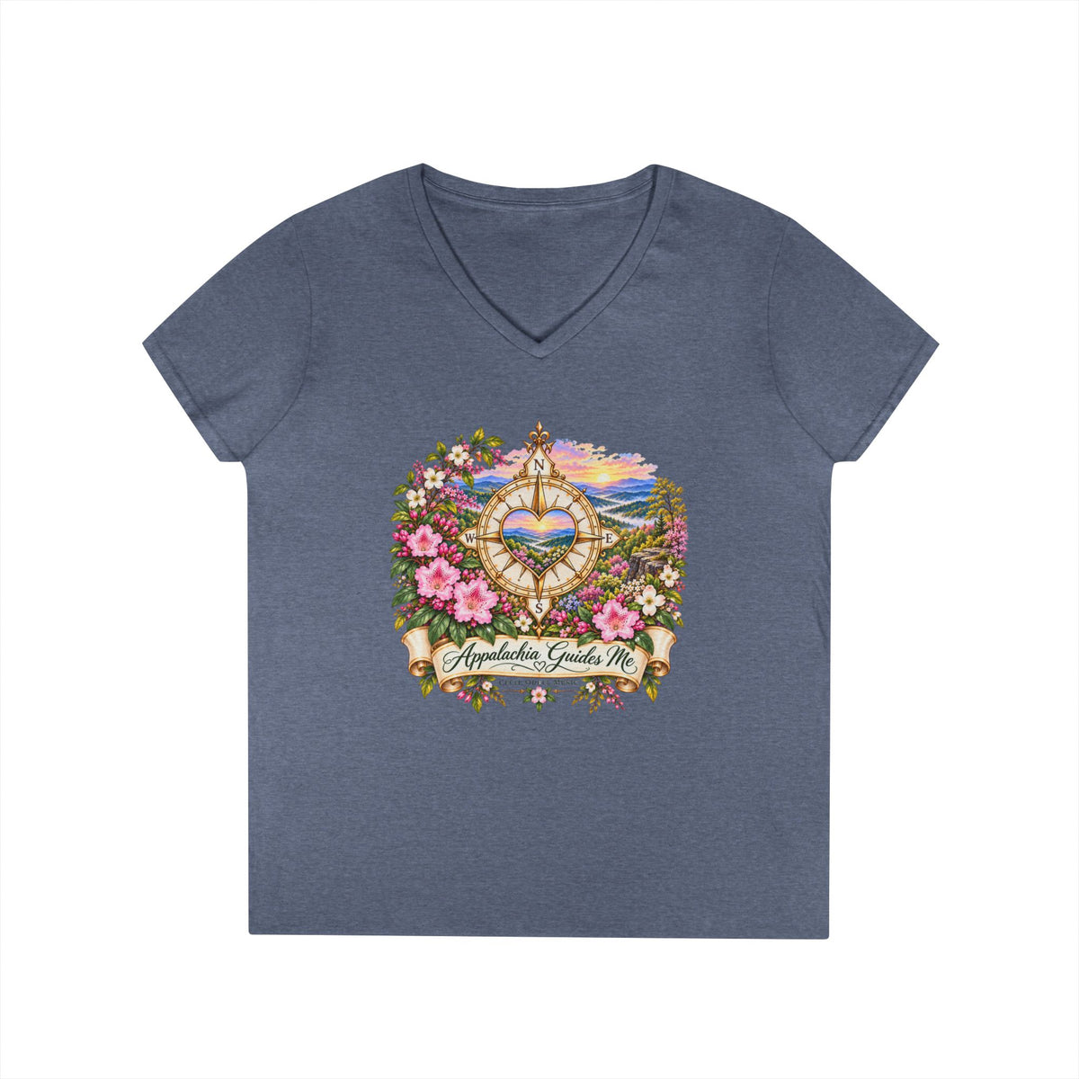 Appalachia Guides Me Floral - Ladies' V-Neck T-Shirt