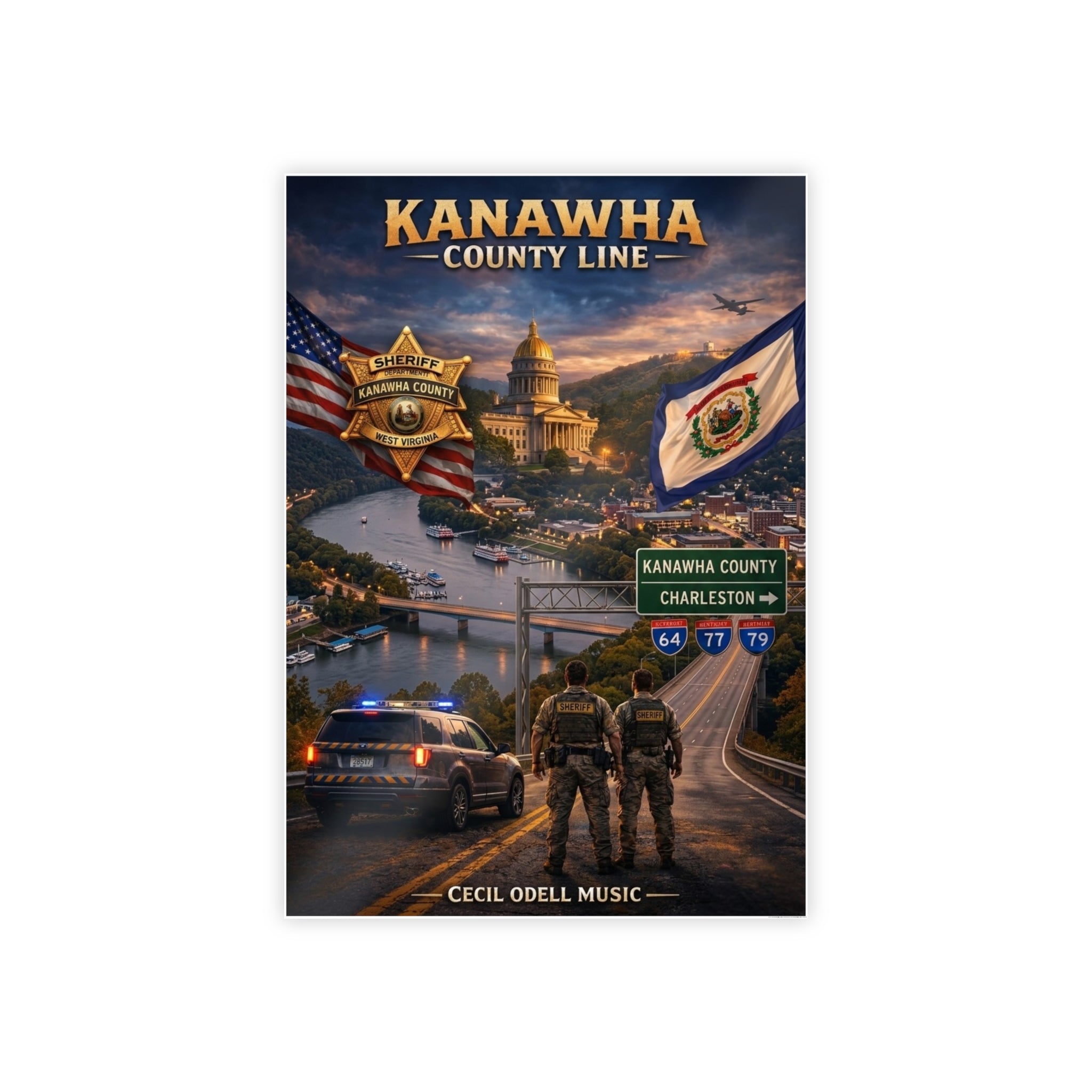 Kanawha County Line Gloss Poster: West Virginia County Pride Wall Art