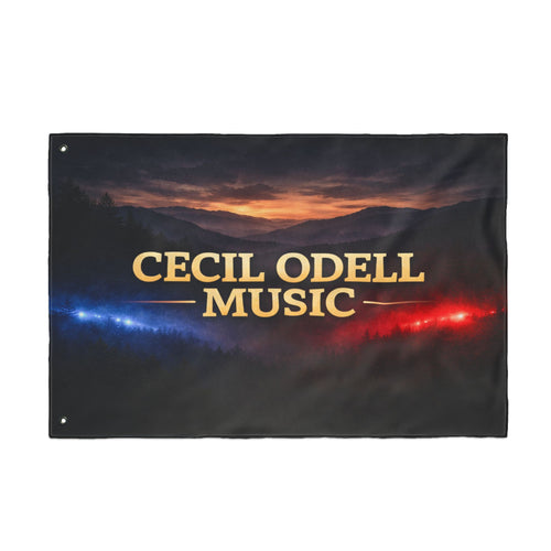 Cecil Odell Music Double-Sided Flag: Sunset Stage Logo Banner for Musicians & Fans