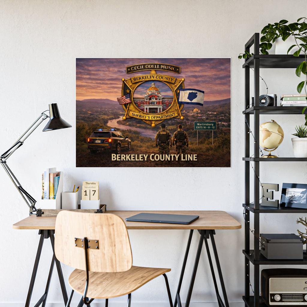 Berkeley County Line Gloss Poster: Sheriff’s Department Badge Scenic Tribute
