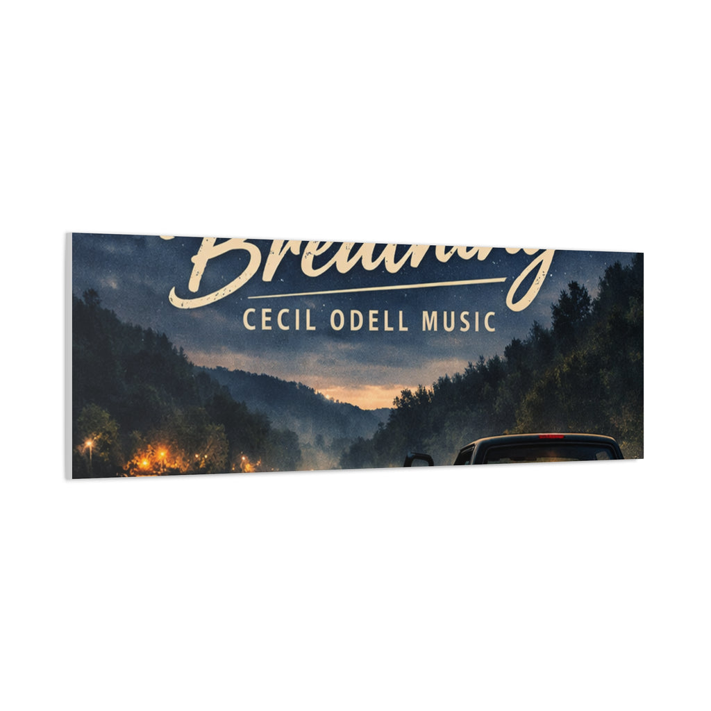 Backroad Breathing Matte Canvas Wall Art: Night Truck Landscape Music Print