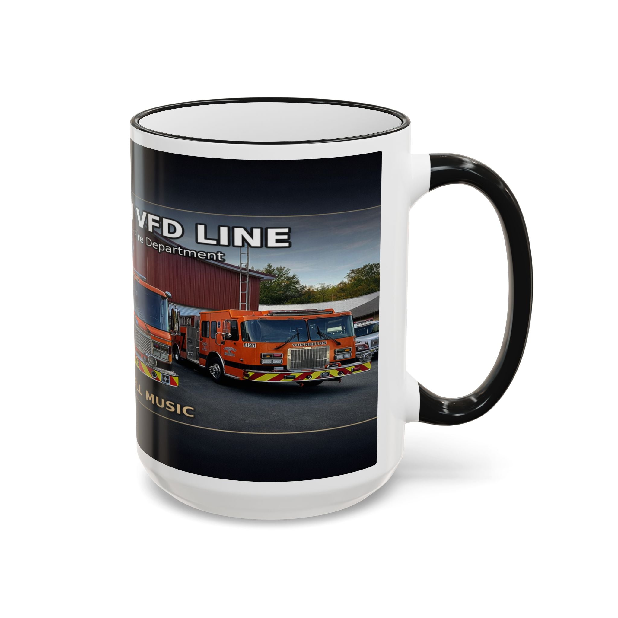 Fire Truck Photo Accent Rim Mug: "Cecil Odell Music" Volunteer Fire Department Tribute (11oz/15oz)