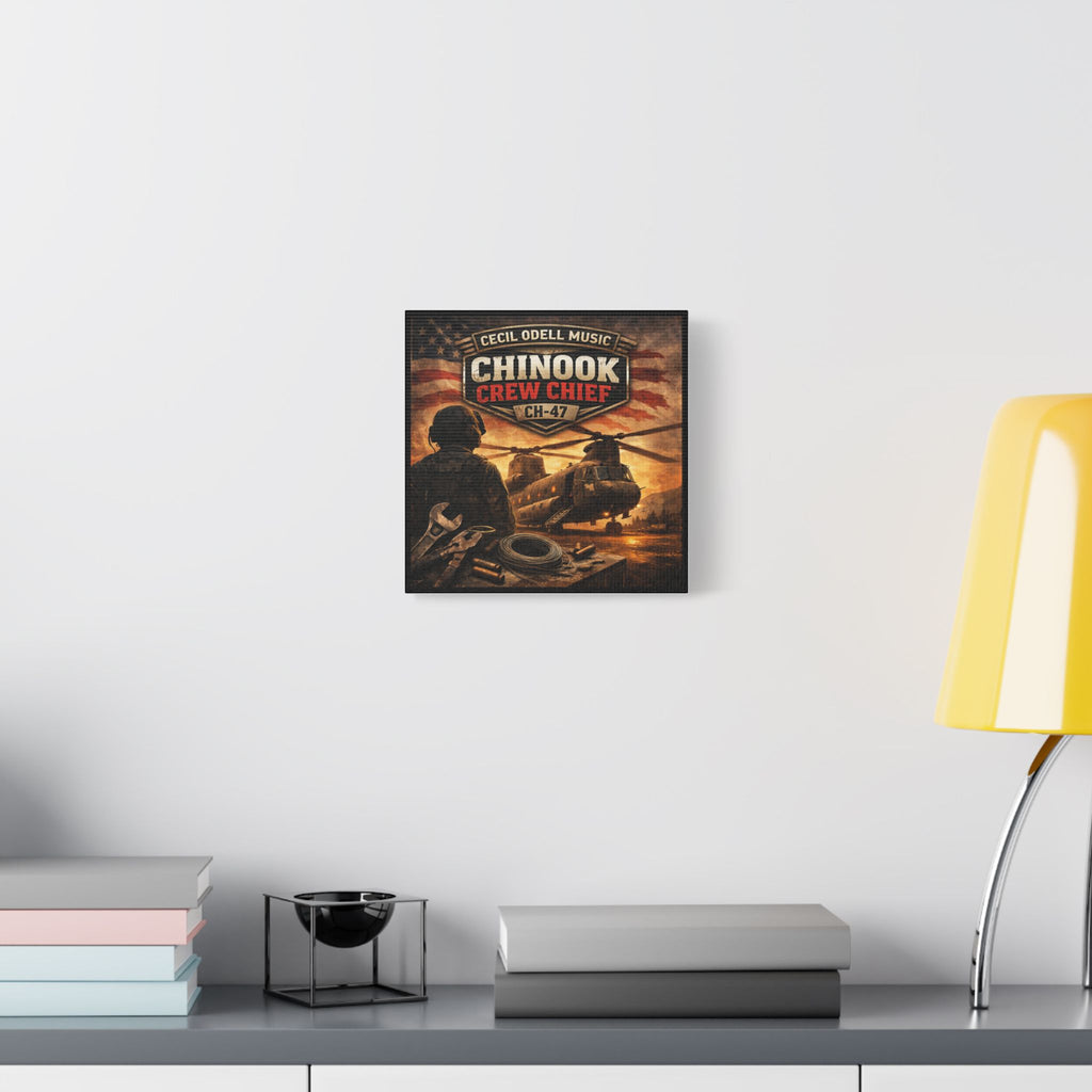 Chinook Crew Chief CH-47 Satin Stretched Canvas Wall Art