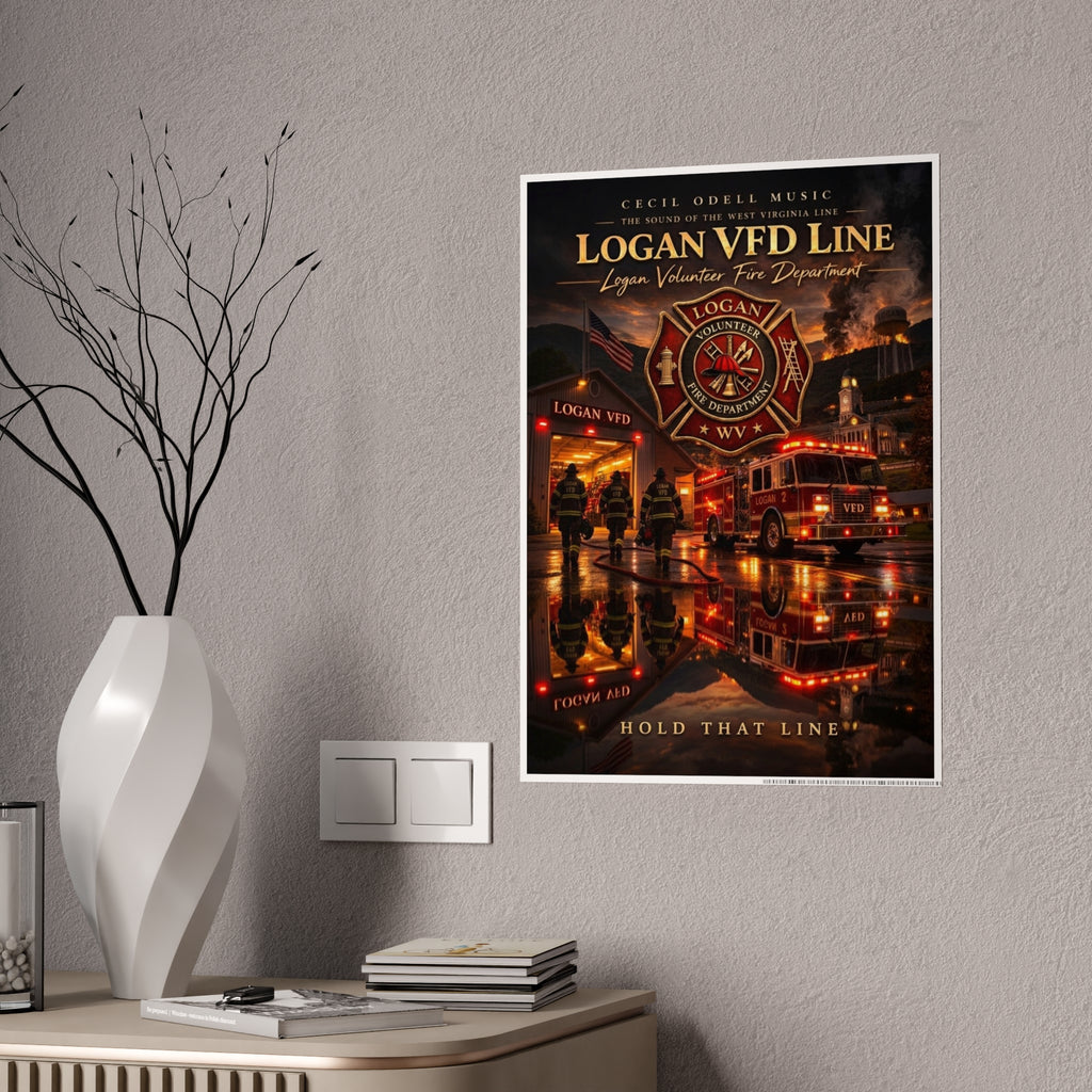 Firefighter Poster: 'Logan VFD Line' Gloss Fire Department Print