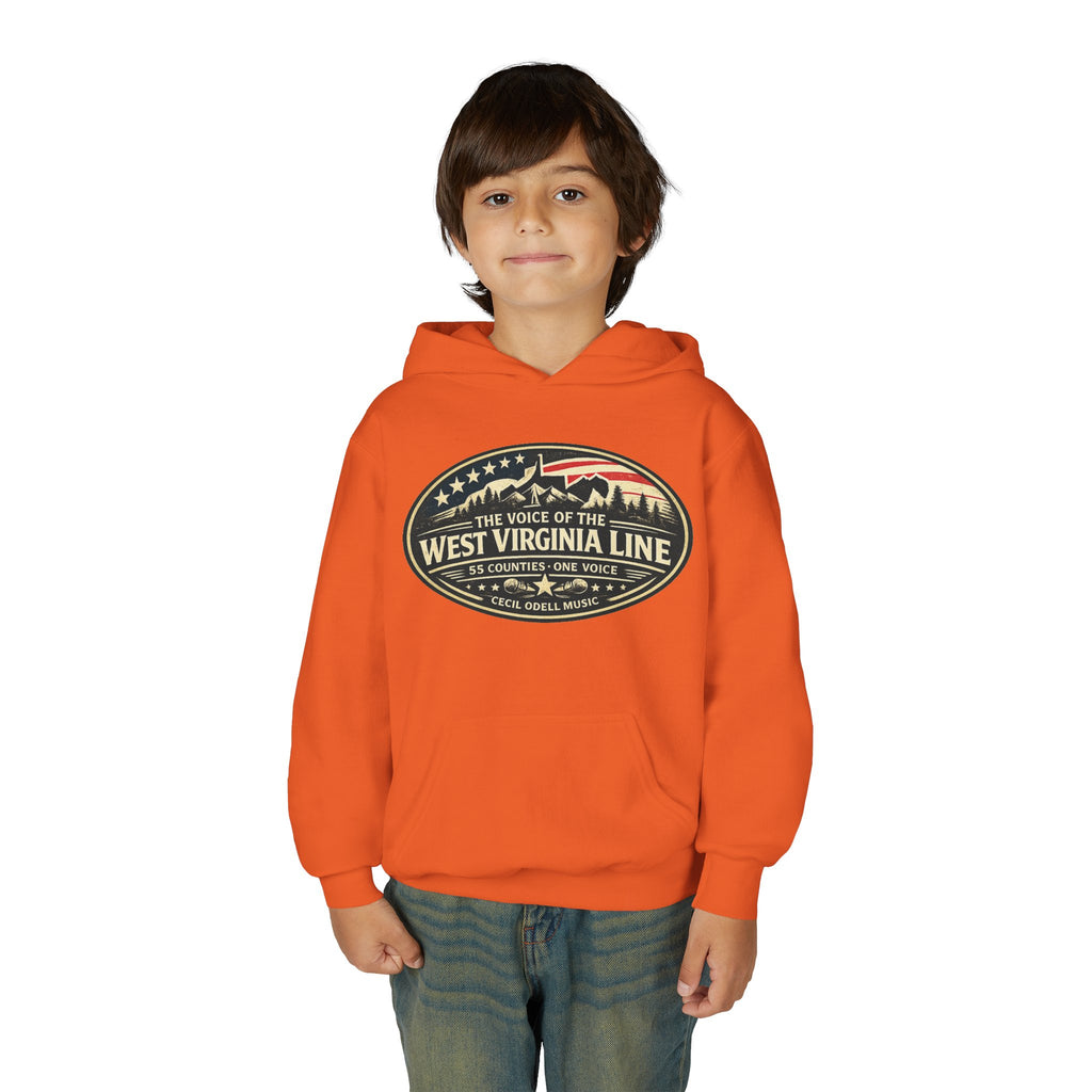 Youth Hoodie - '55 County Line' West Virginia Line Music Graphic Pullover