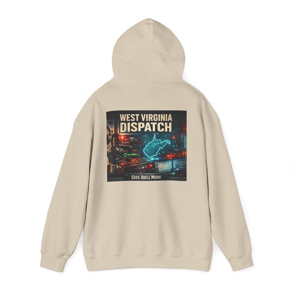 West Virginia Dispatch Hoodie: Retro Neon State Map & Eagle Graphic
