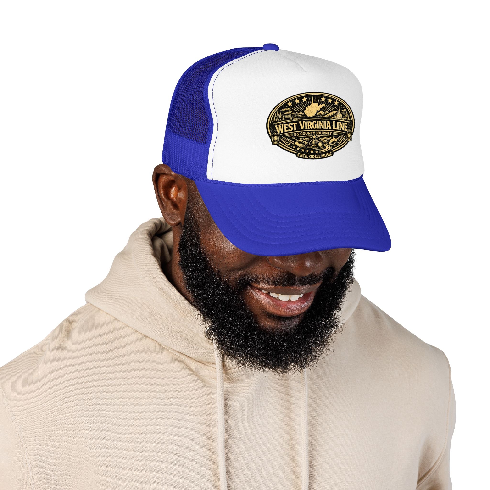 West Virginia Line Vintage Foam Trucker Hat: Rustic State Patch Cap