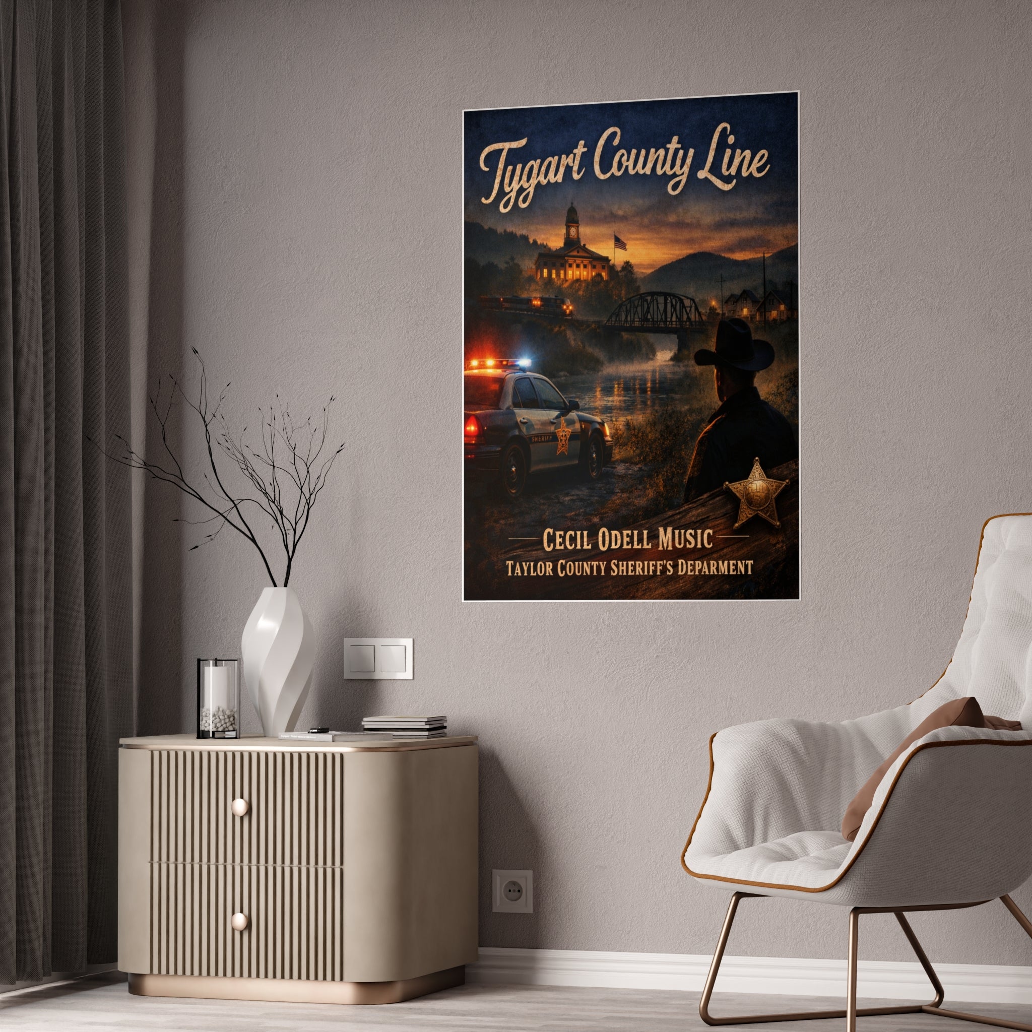 Gloss Poster - Tygart County Line Vintage Sheriff Music Print
