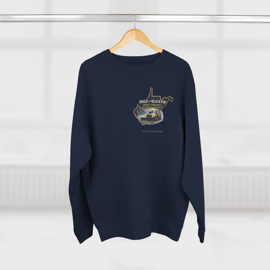 West Virginia Blacktop Crewneck Sweatshirt: 'Hold the Blacktop' State Graphic