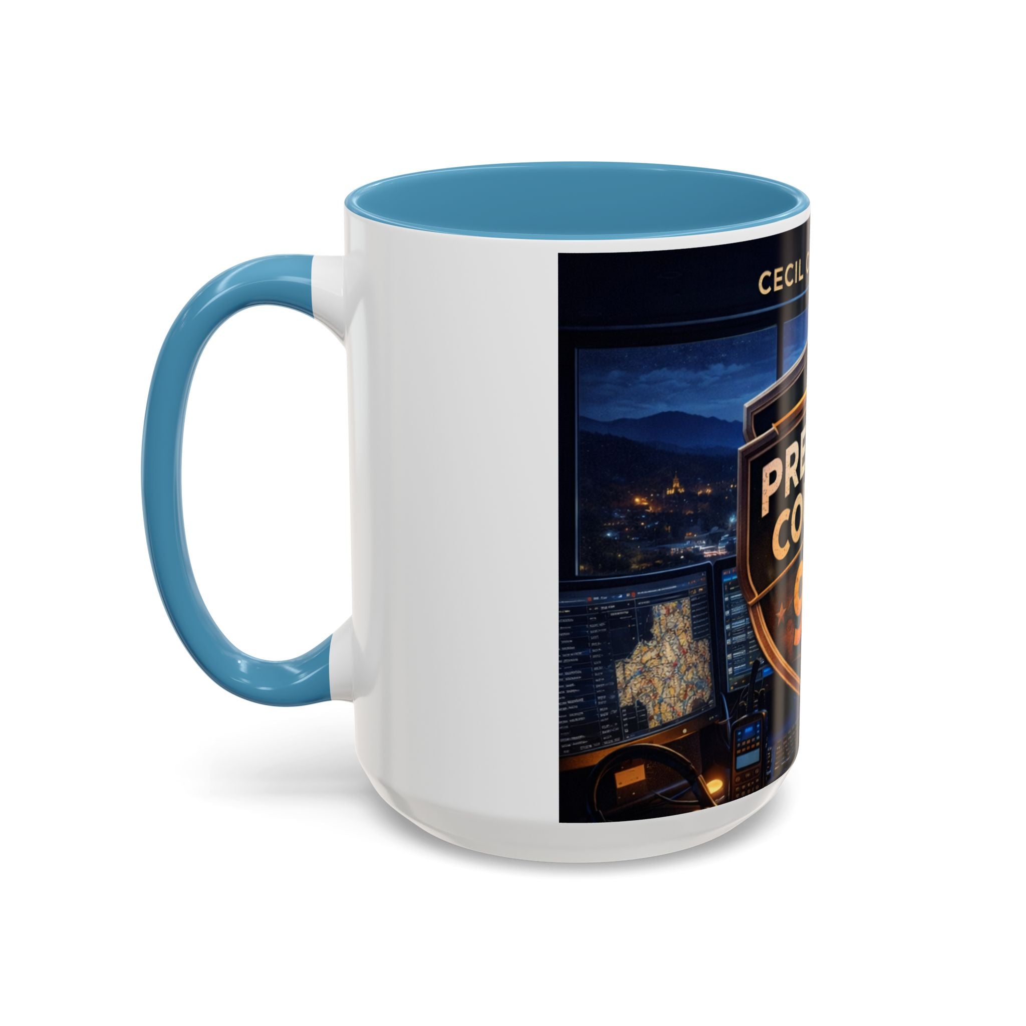 Preston County 911 Coffee Mug: Emergency Dispatch Badge Accent Mug