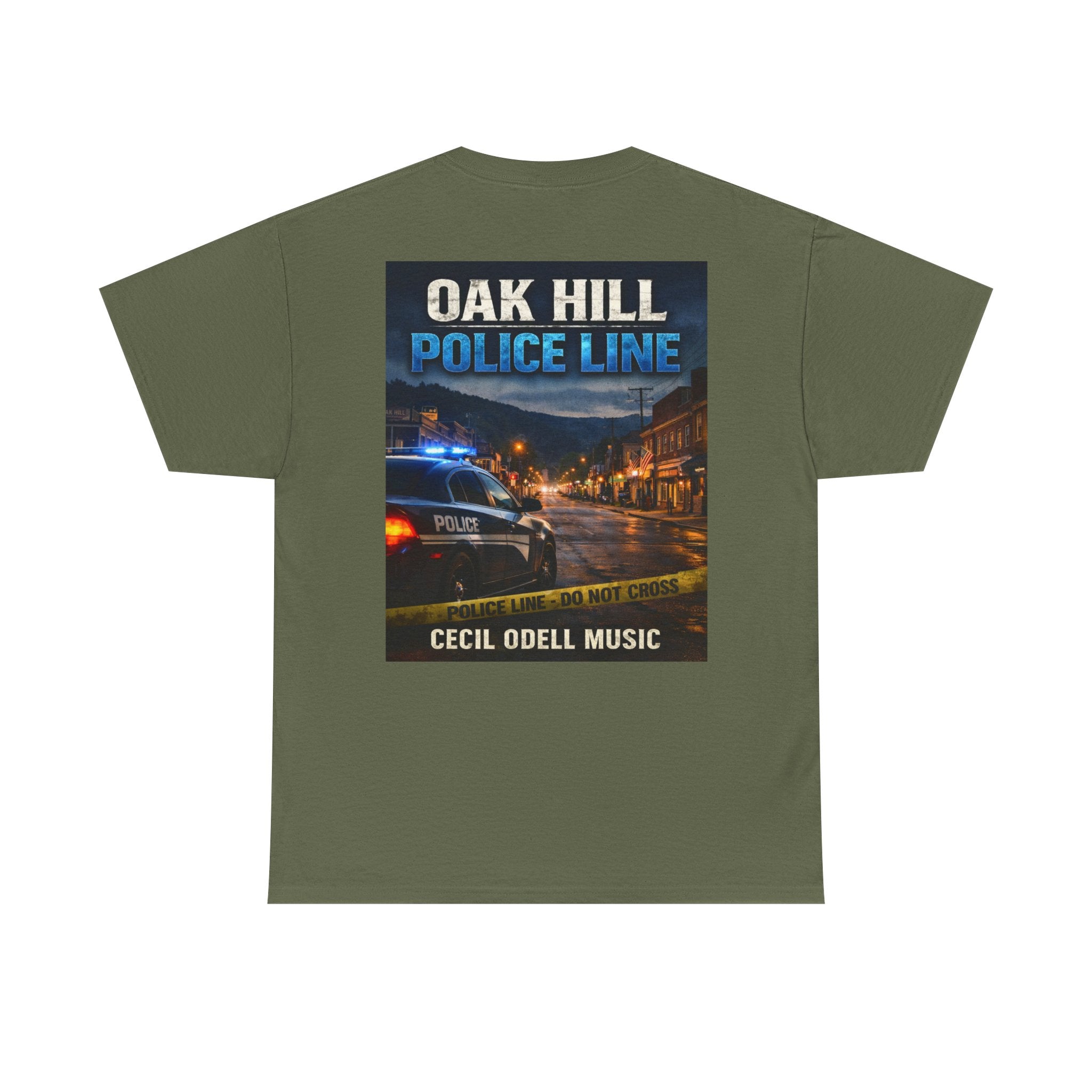 Oak Hill Police Line T-Shirt: 'Oak Hill Police Line' Graphic Tee (Cecil Odell Music)