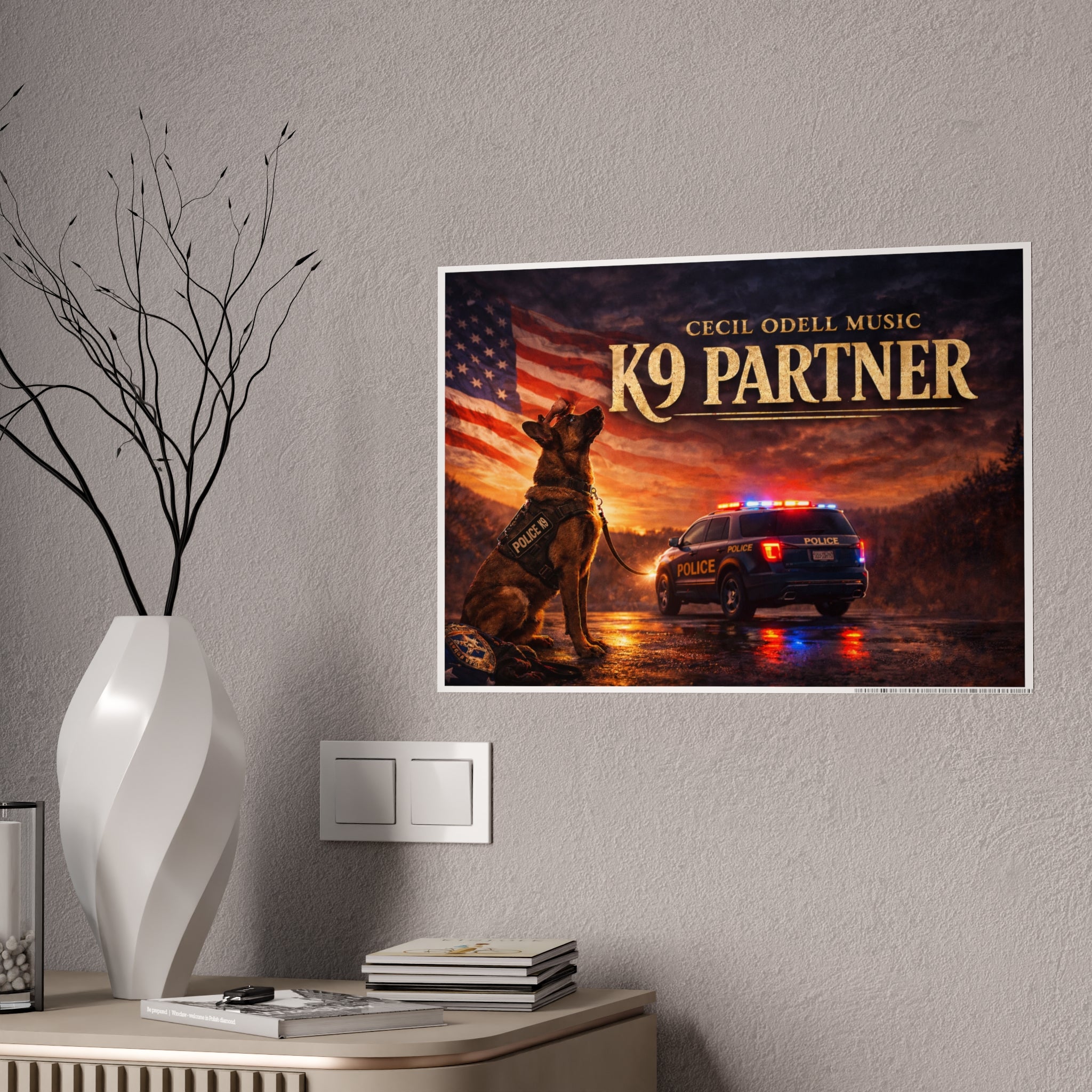 K9 Partner Gloss Poster: Patriotic Police K9 Tribute Wall Art