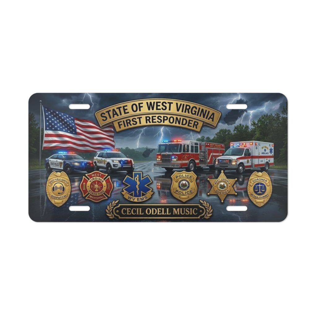 West Virginia First Responder Vanity Plate: Personalized Cecil Odell Music Design