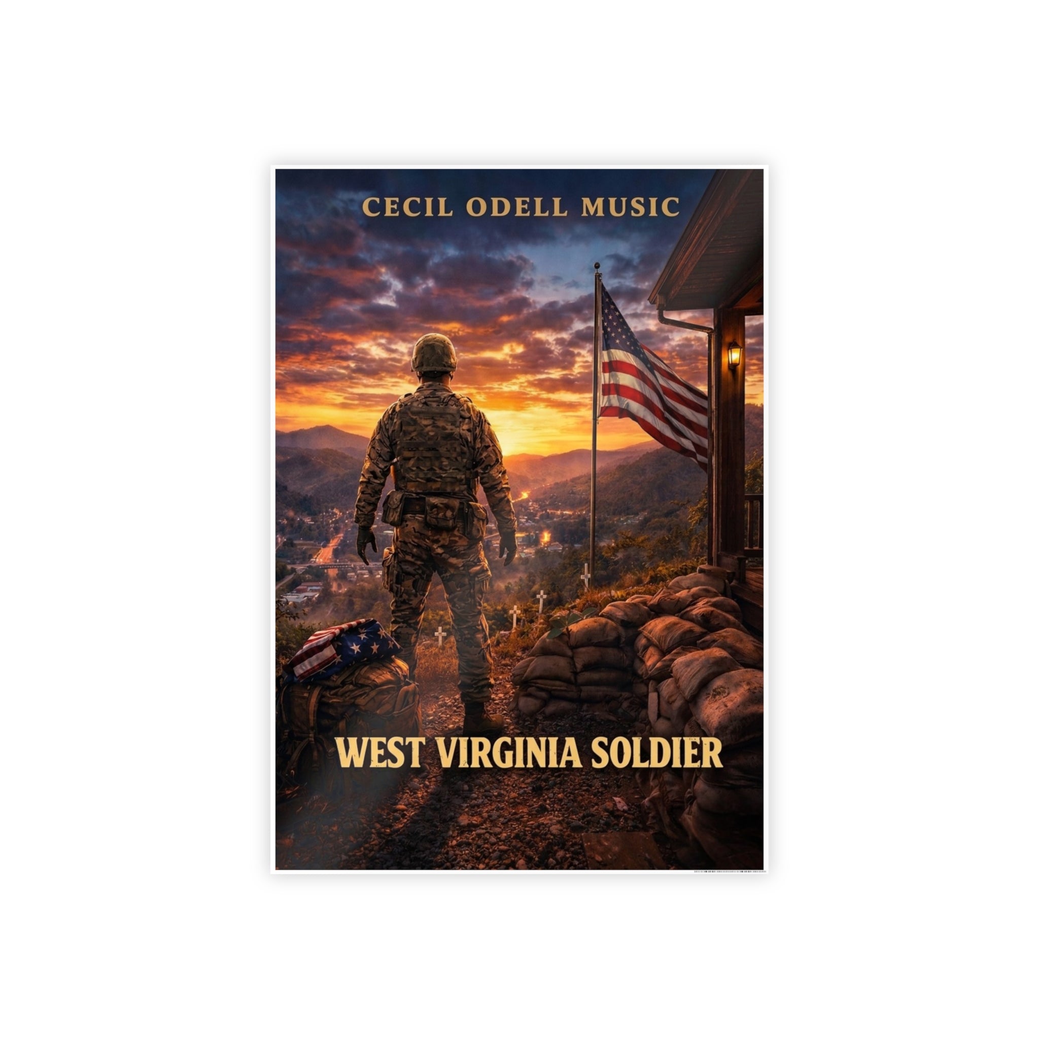 West Virginia Soldier Poster: Cecil Odell Music Patriotic Military Wall Art