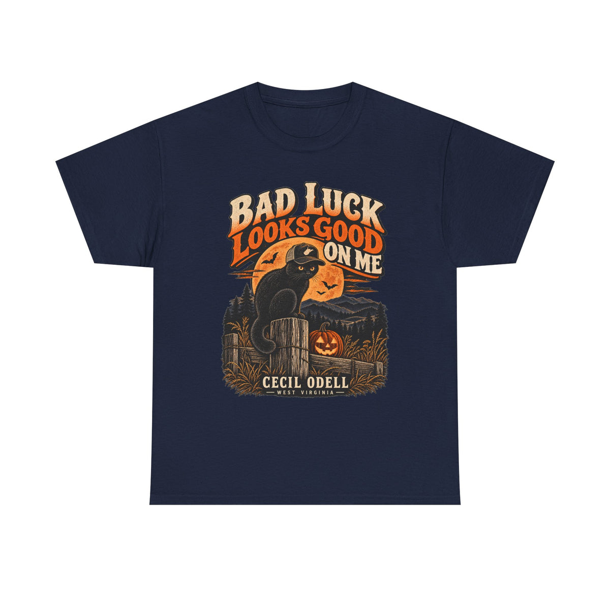 Bad Luck Looks Good on Me Halloween Tee | Cecil Odell