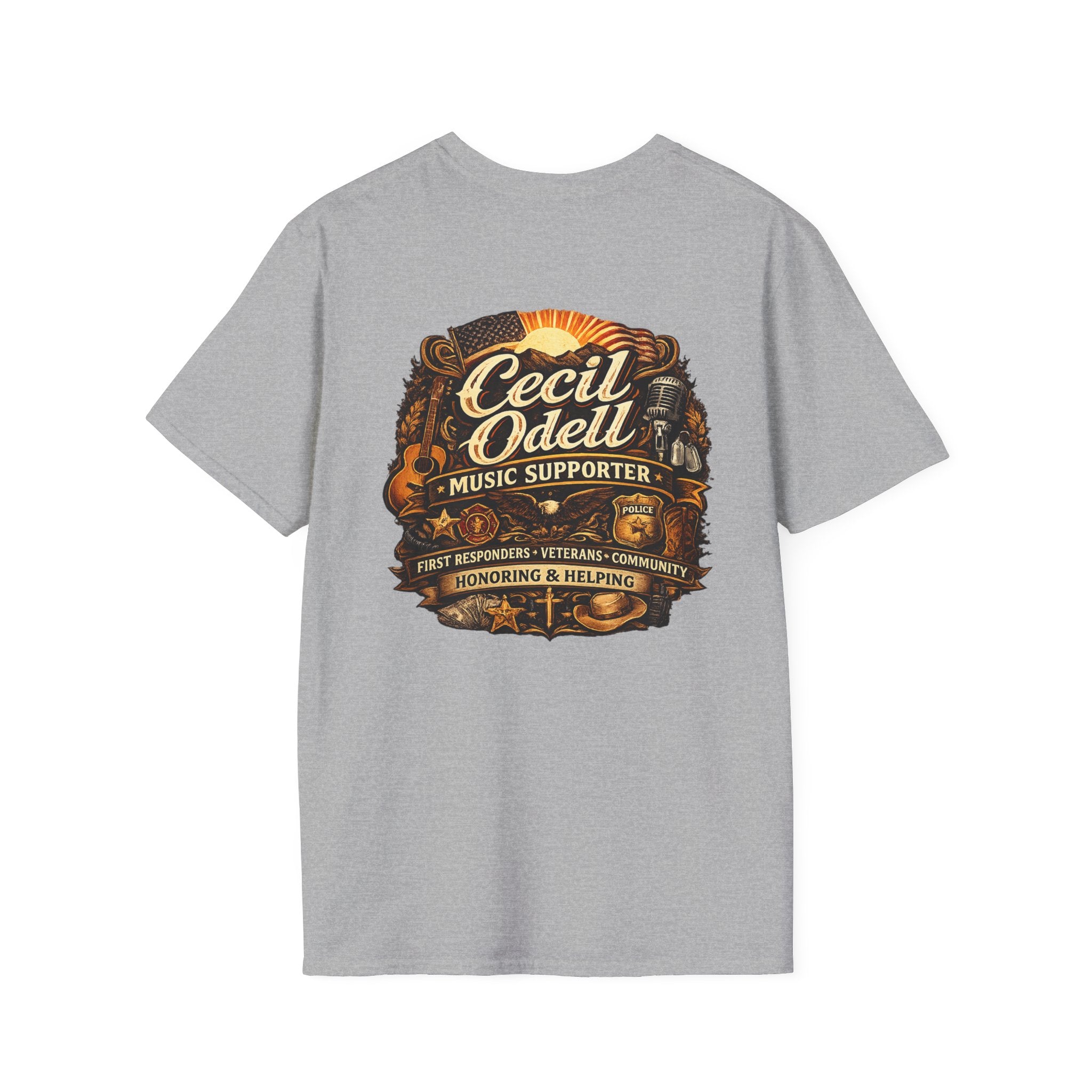 Cecil Odell Music Supporter Tee — Honoring First Responders & Veterans