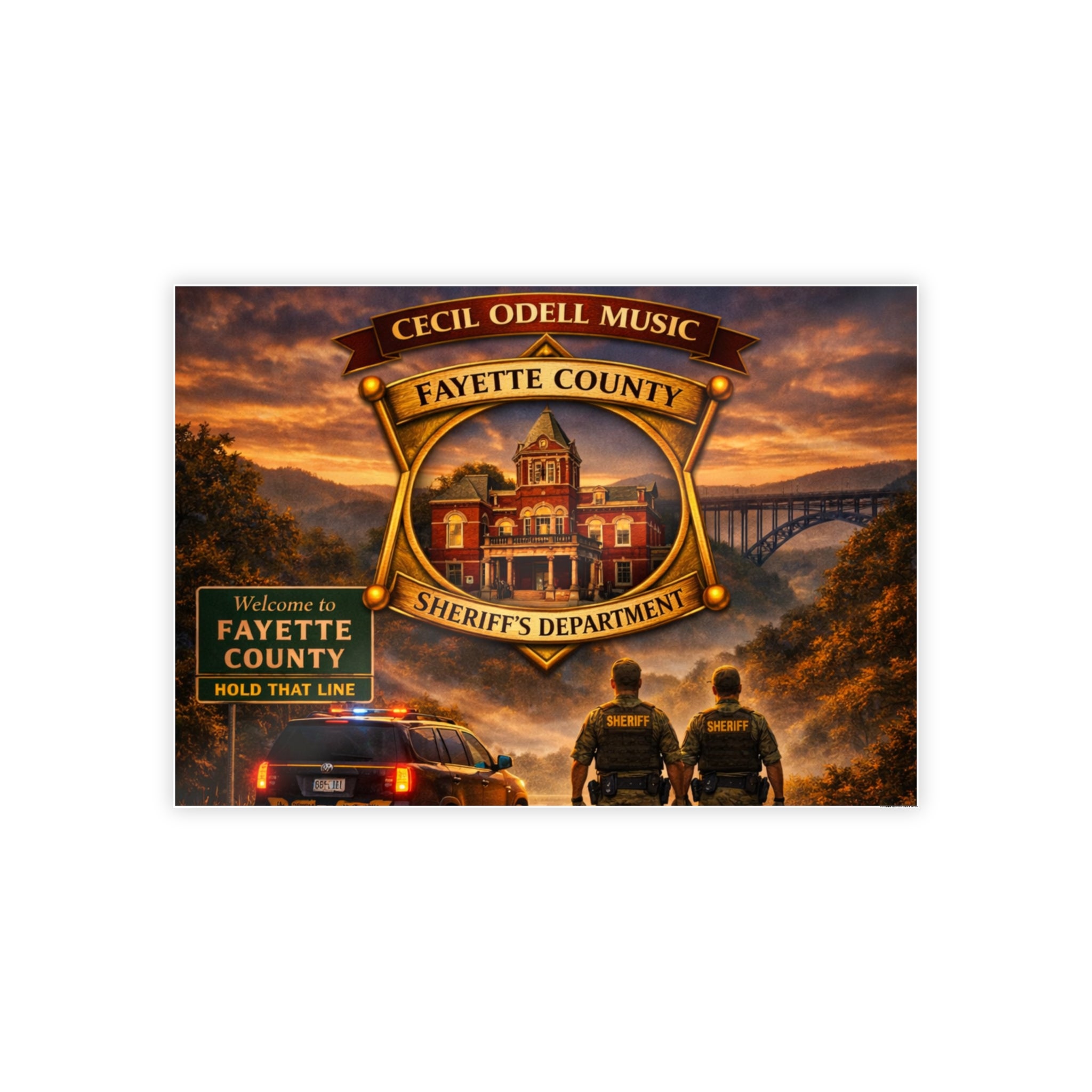 Fayette County Sheriff Badge Poster: 'Cecil Odell Music' Gloss Print