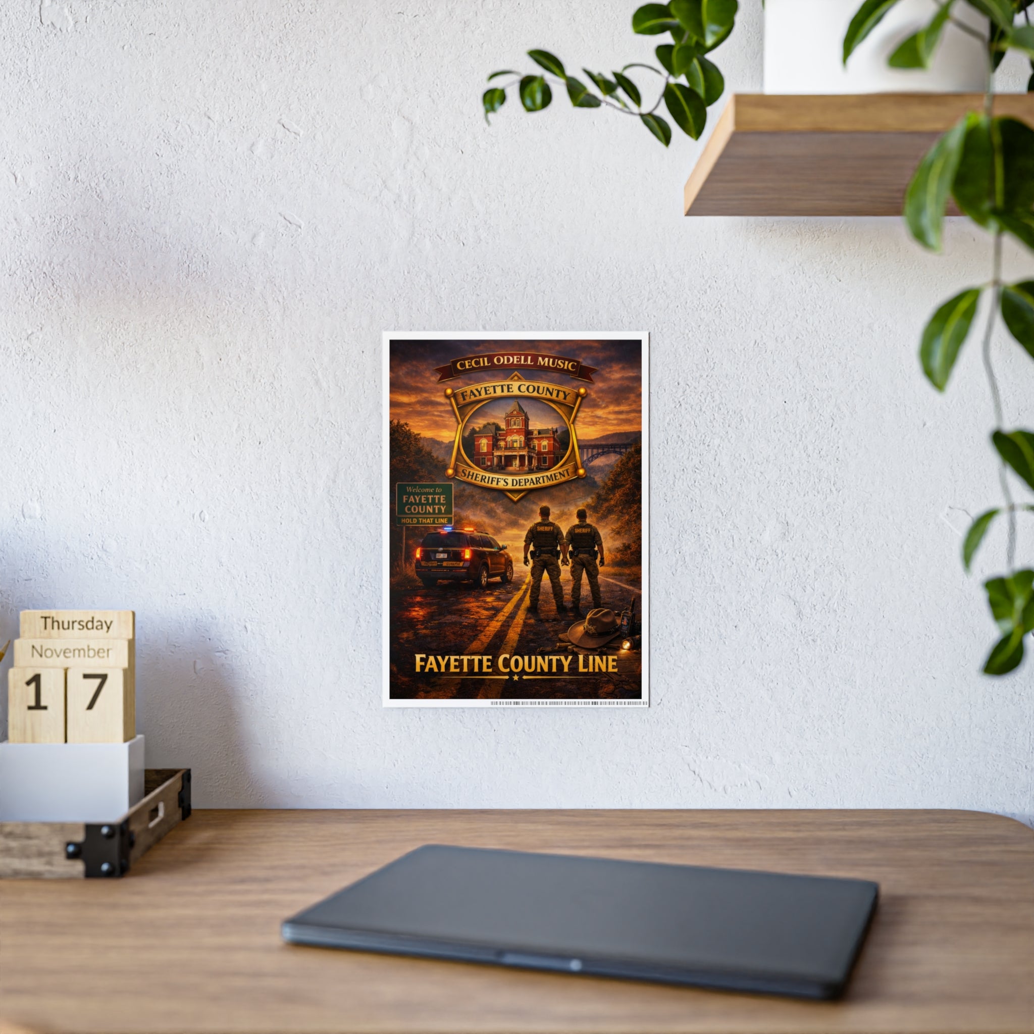 Fayette County Line Sheriff Poster: Gloss Police Badge Wall Art