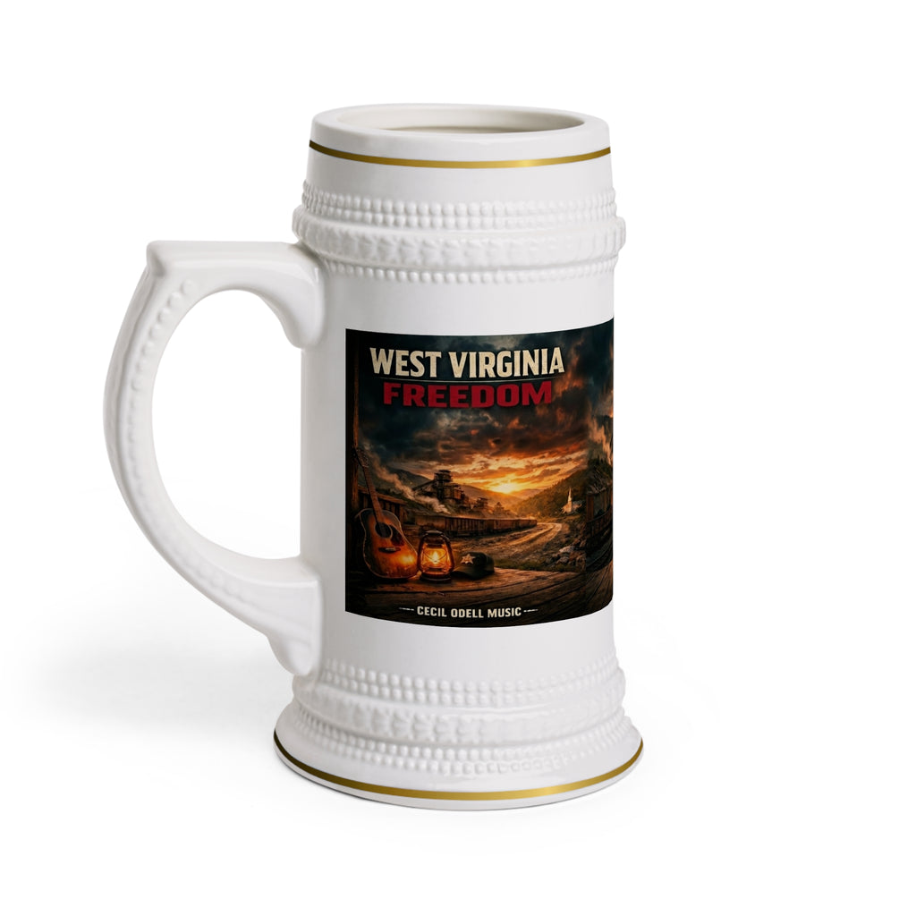 West Virginia Freedom Stein Mug: Rustic Mountain Sunset Beer Stein