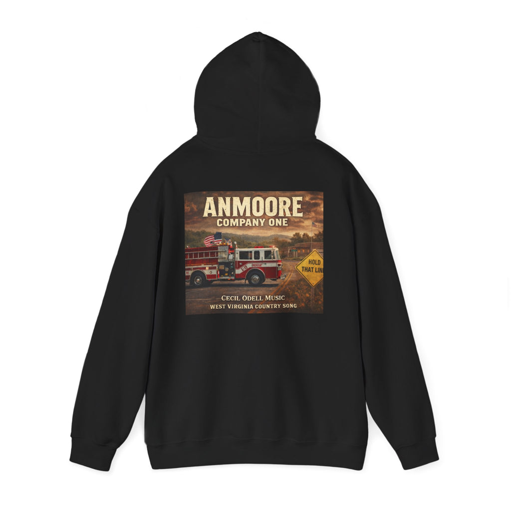 Firetruck Graphic Hoodie: Anmoore Company One Vintage Rescue Music Crewneck