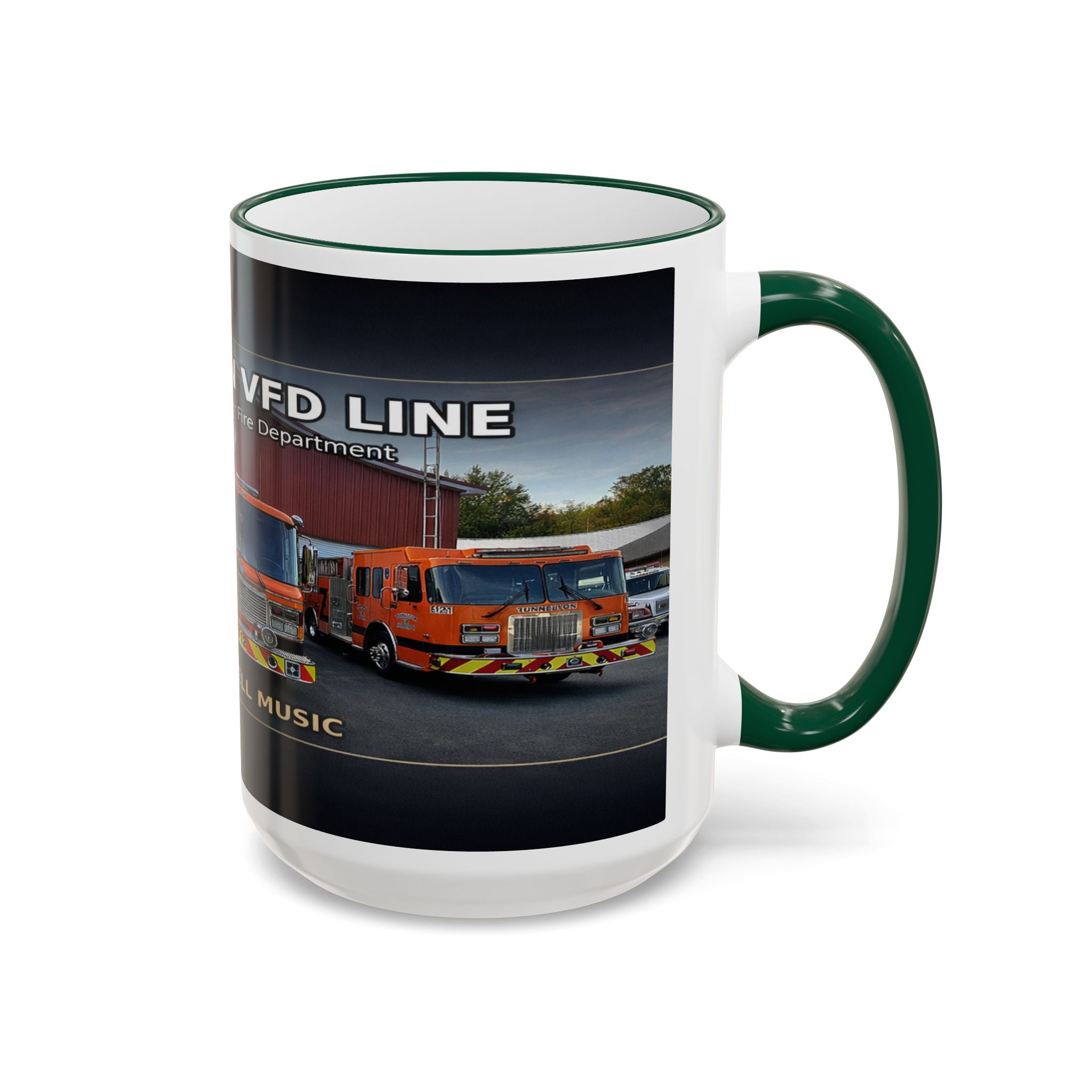 Fire Truck Photo Accent Rim Mug: "Cecil Odell Music" Volunteer Fire Department Tribute (11oz/15oz)