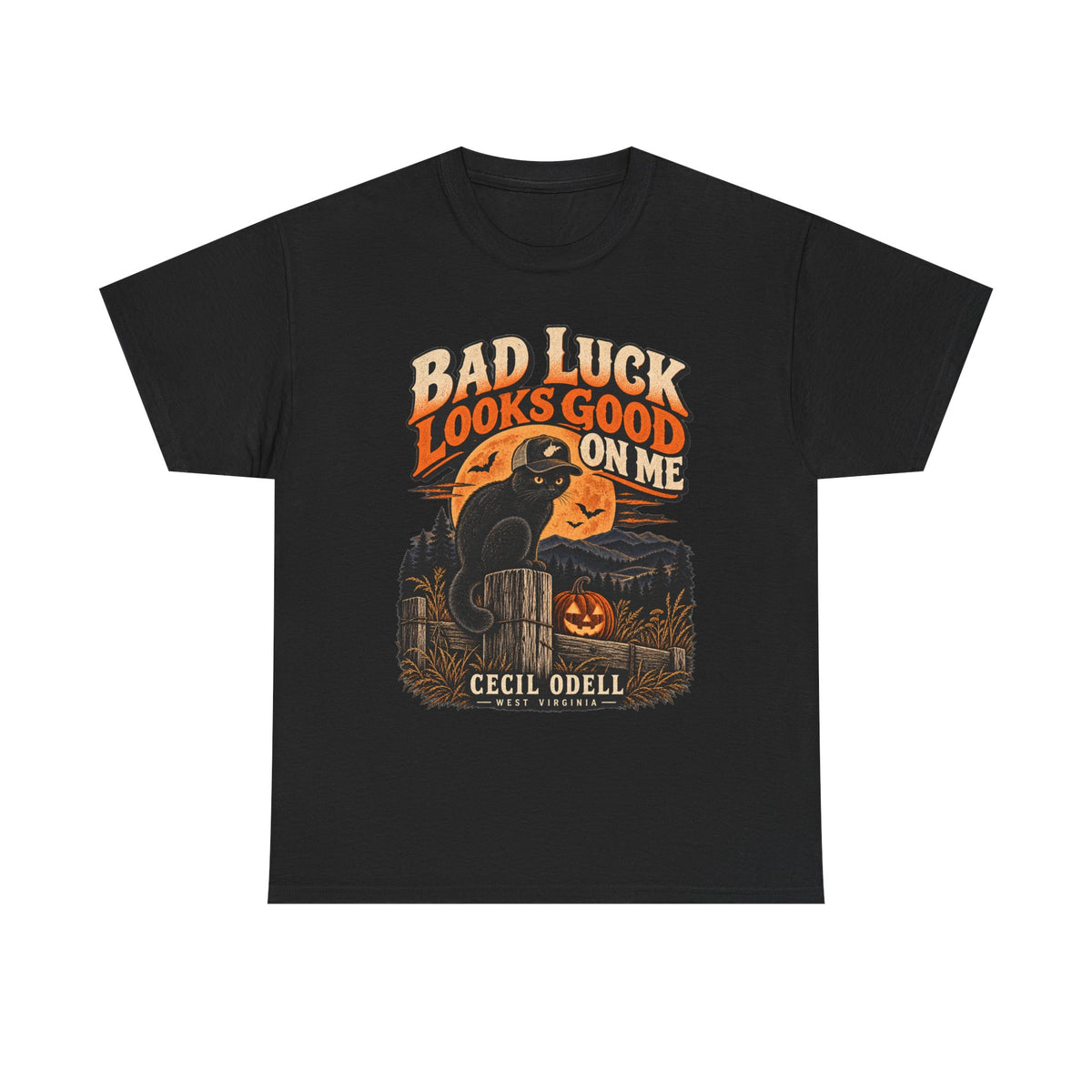 Bad Luck Looks Good on Me Halloween Tee | Cecil Odell