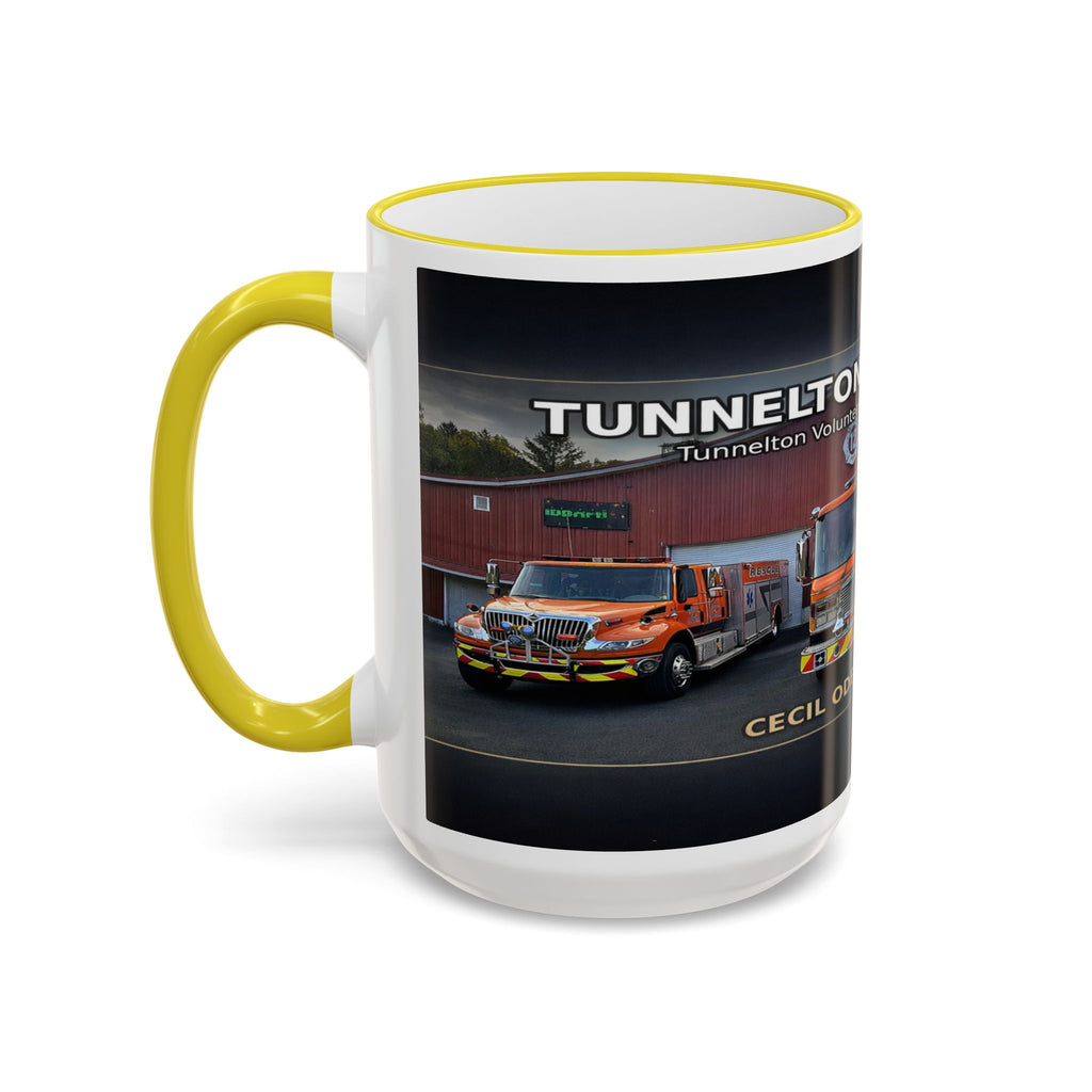 Fire Truck Photo Accent Rim Mug: "Cecil Odell Music" Volunteer Fire Department Tribute (11oz/15oz)