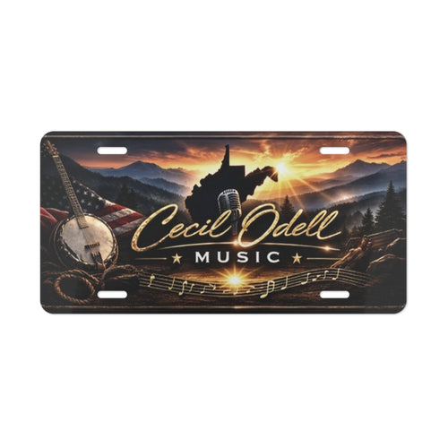 Cecil Odell Music Americana Banjo and Sunset Vanity Plate