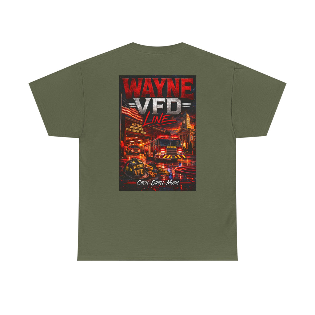 Wayne VFD Line Graphic Tee: Retro Firefighter Poster Shirt