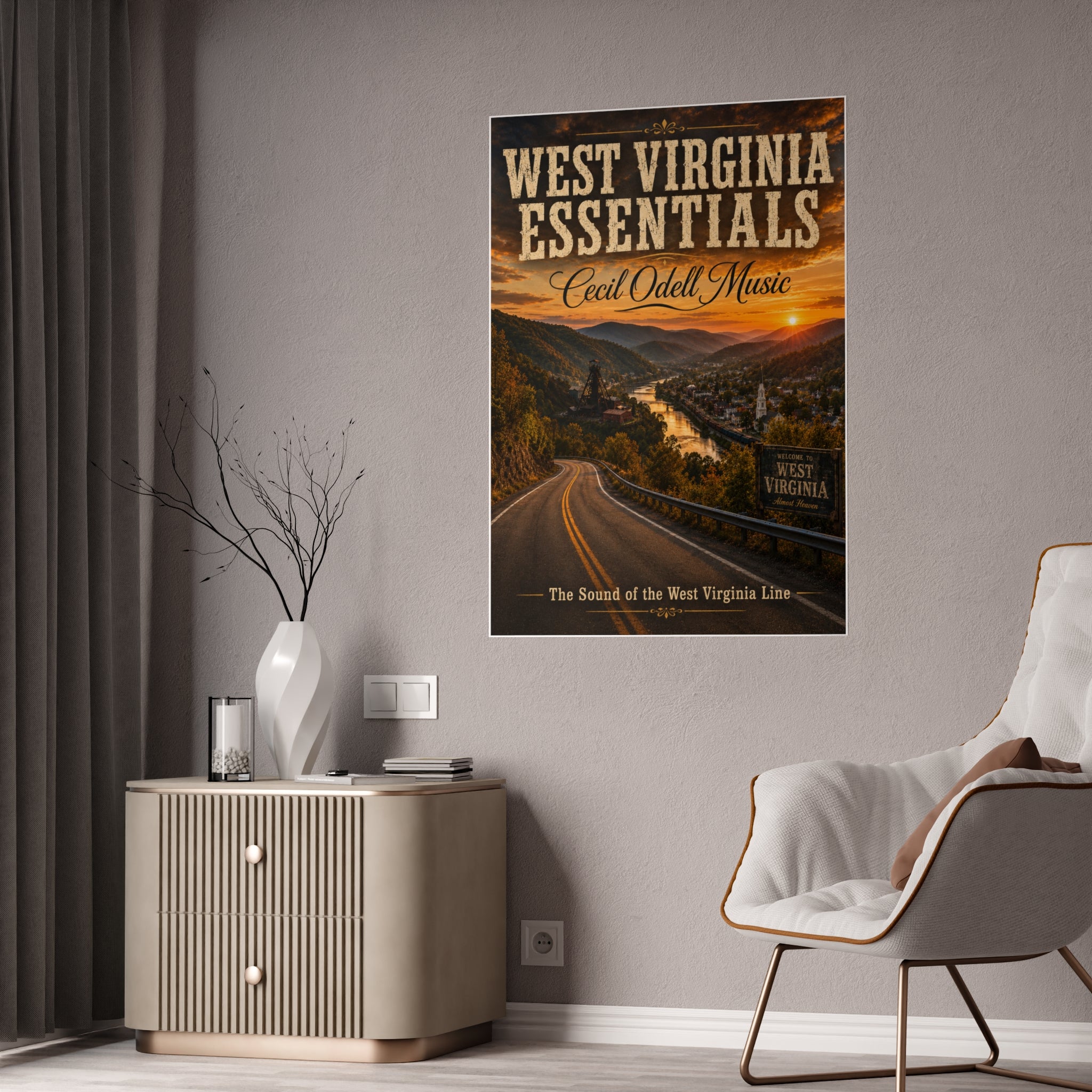 West Virginia Essentials Gloss Poster — Vintage Scenic State Music Print