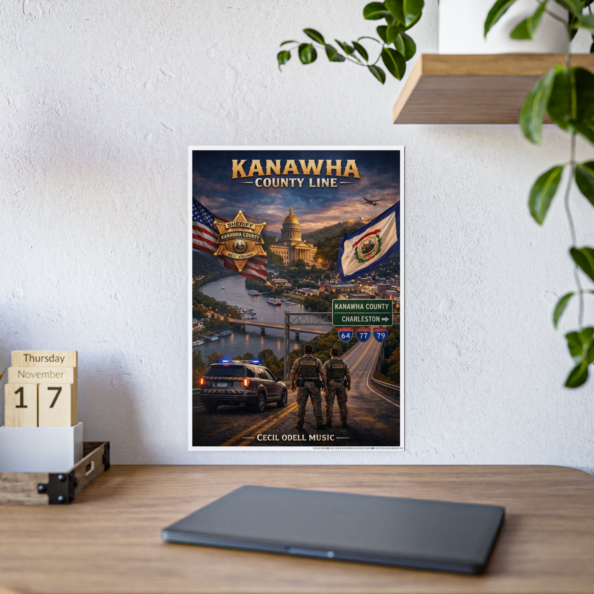 Kanawha County Line Gloss Poster: West Virginia County Pride Wall Art