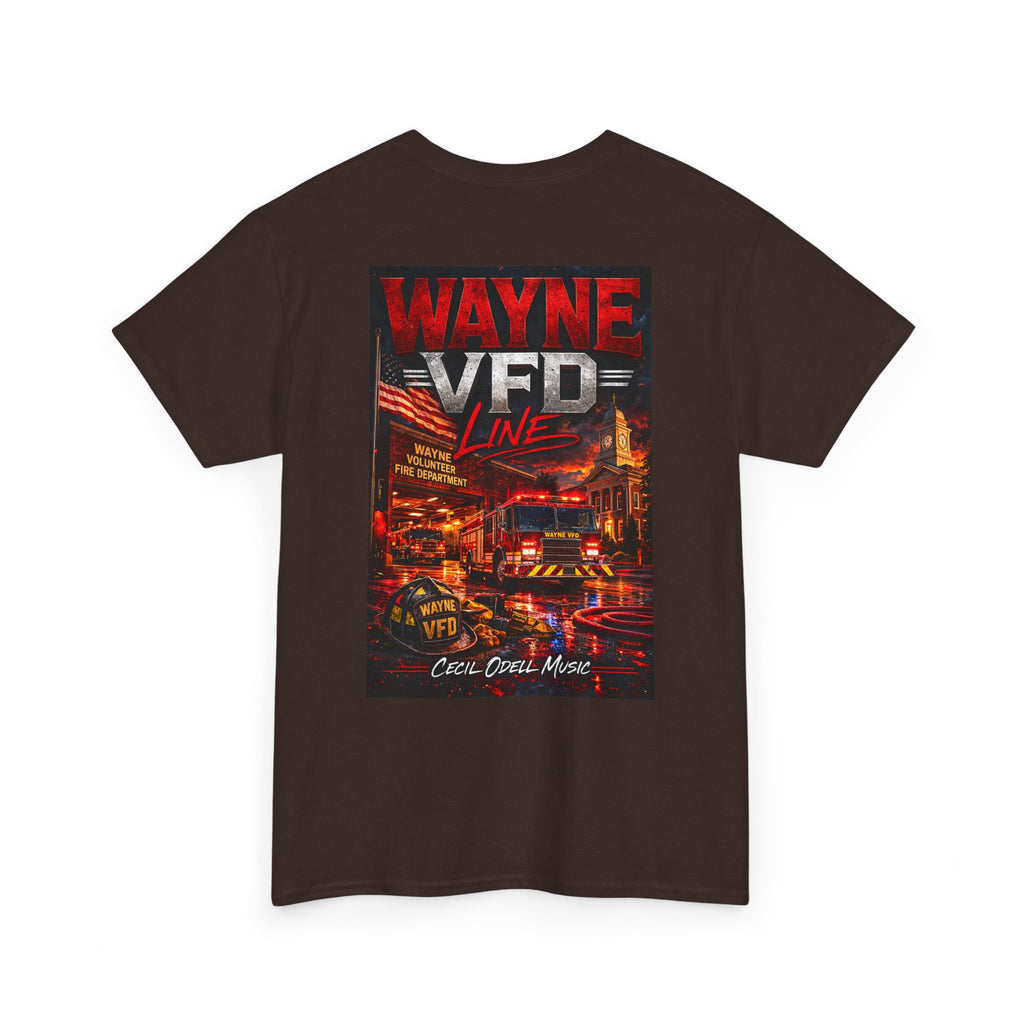 Wayne VFD Line Graphic Tee: Retro Firefighter Poster Shirt