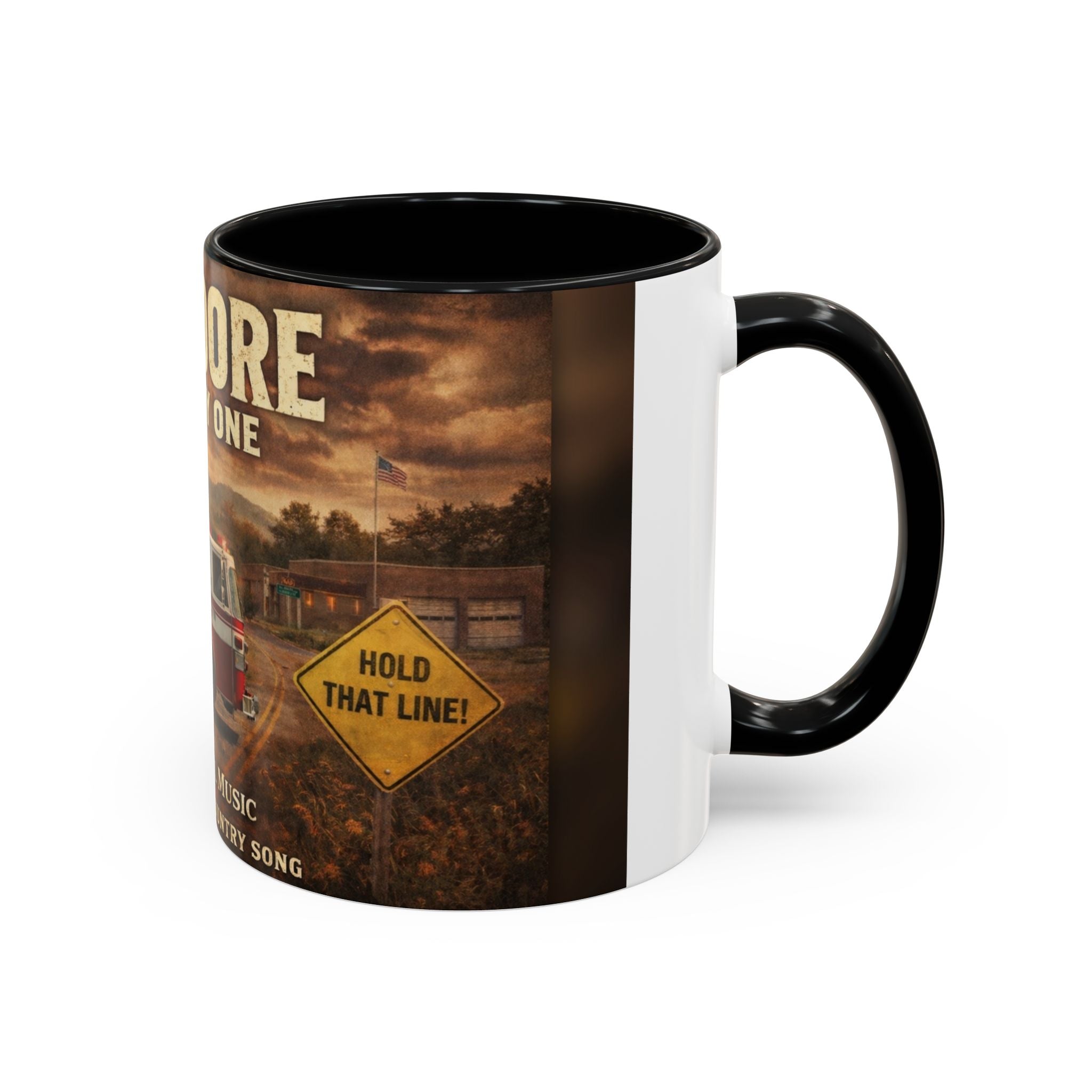 Anmoore Company One Firetruck Accent Coffee Mug – 'Hold That Line' West Virginia Country Music Tribute