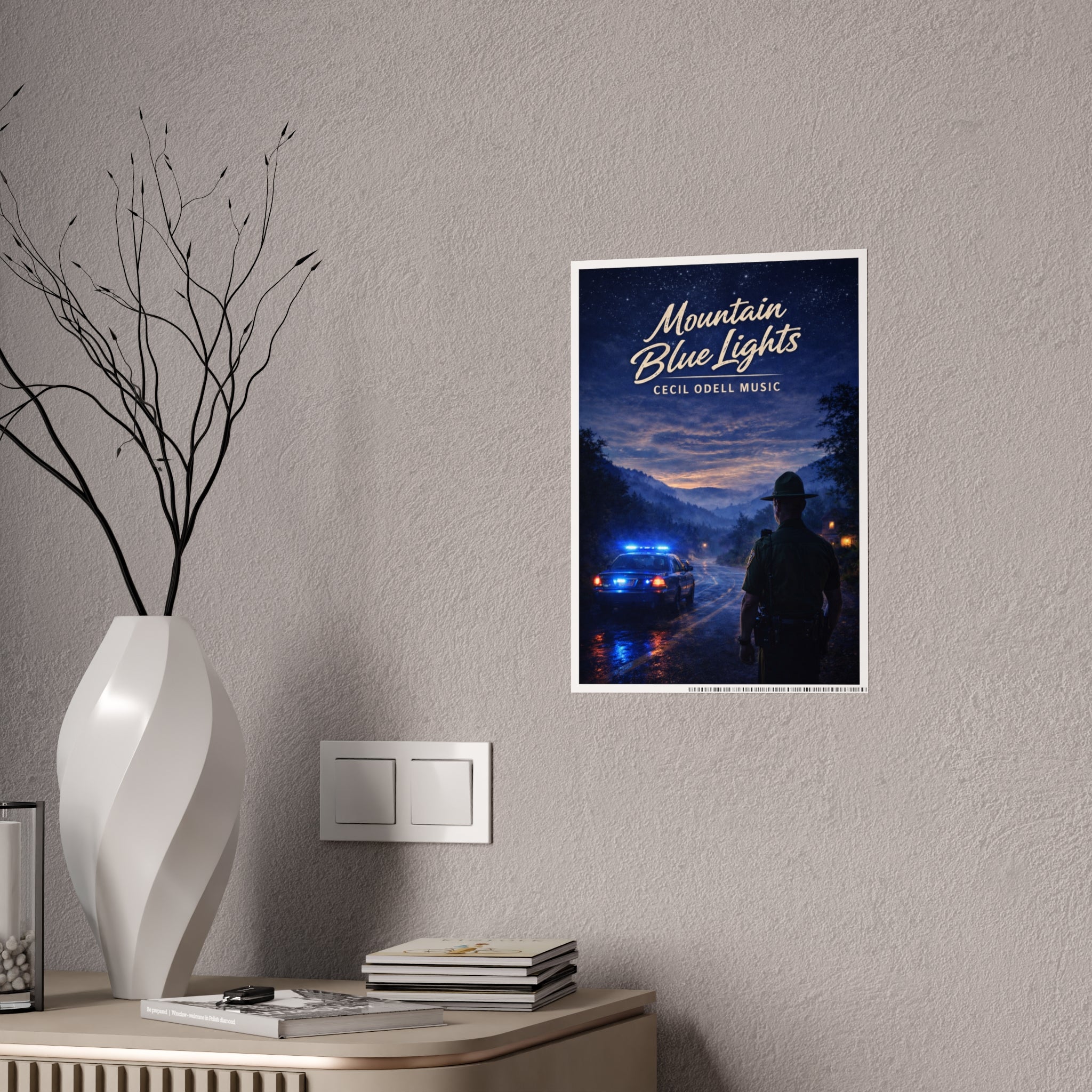 Poster: "Mountain Blue Lights" Movie-Style Gloss Art Print