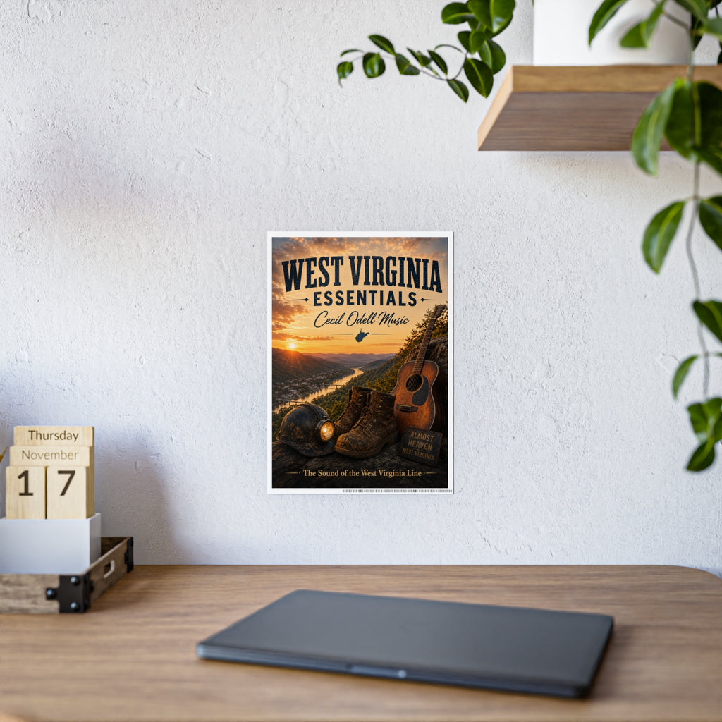 West Virginia Essentials Poster — Rustic Mountain Music Travel Wall Art