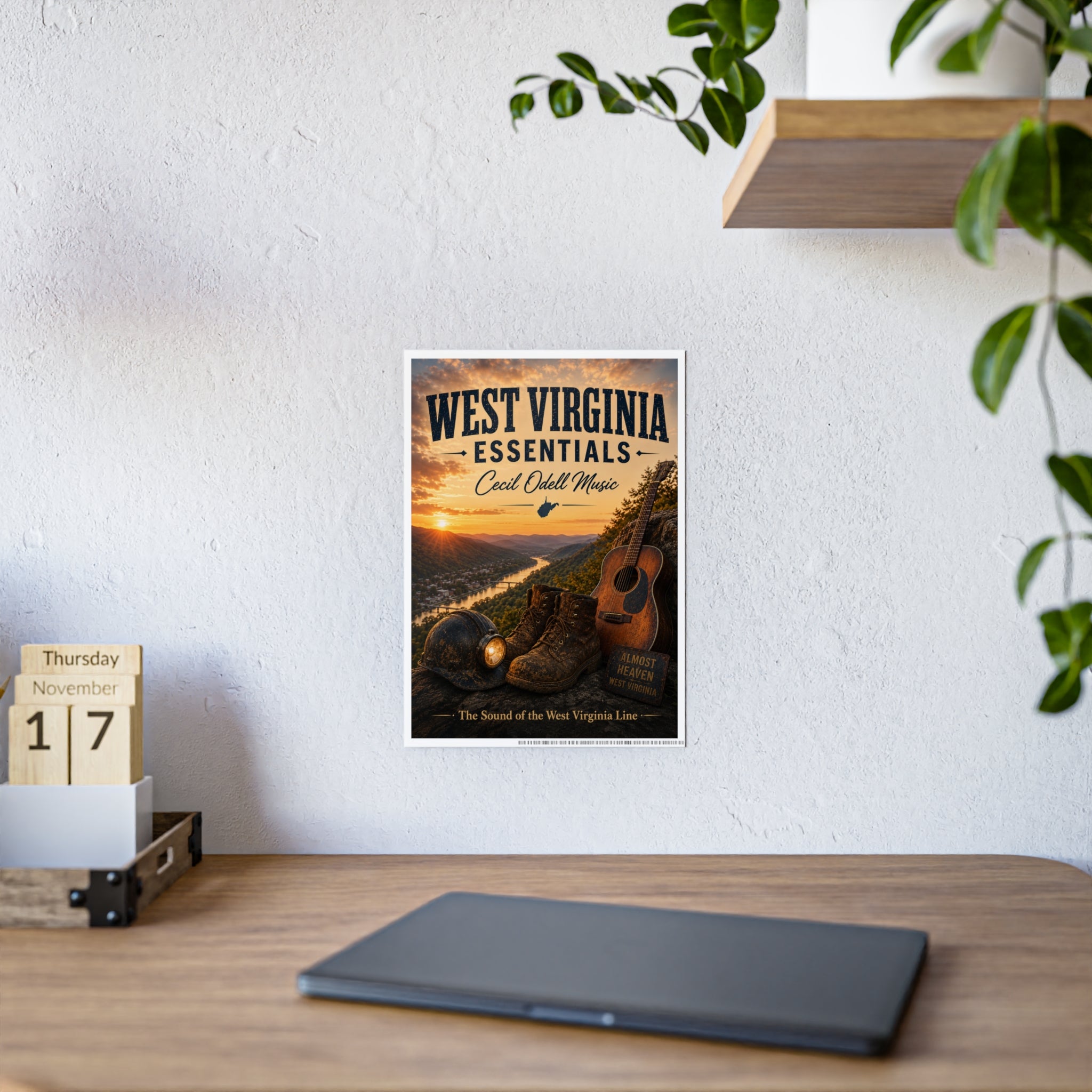 West Virginia Essentials Poster — Rustic Mountain Music Travel Wall Art