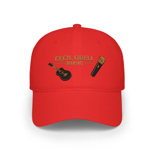 Cecil Odell Music Embroidered Guitar and Microphone Baseball Cap