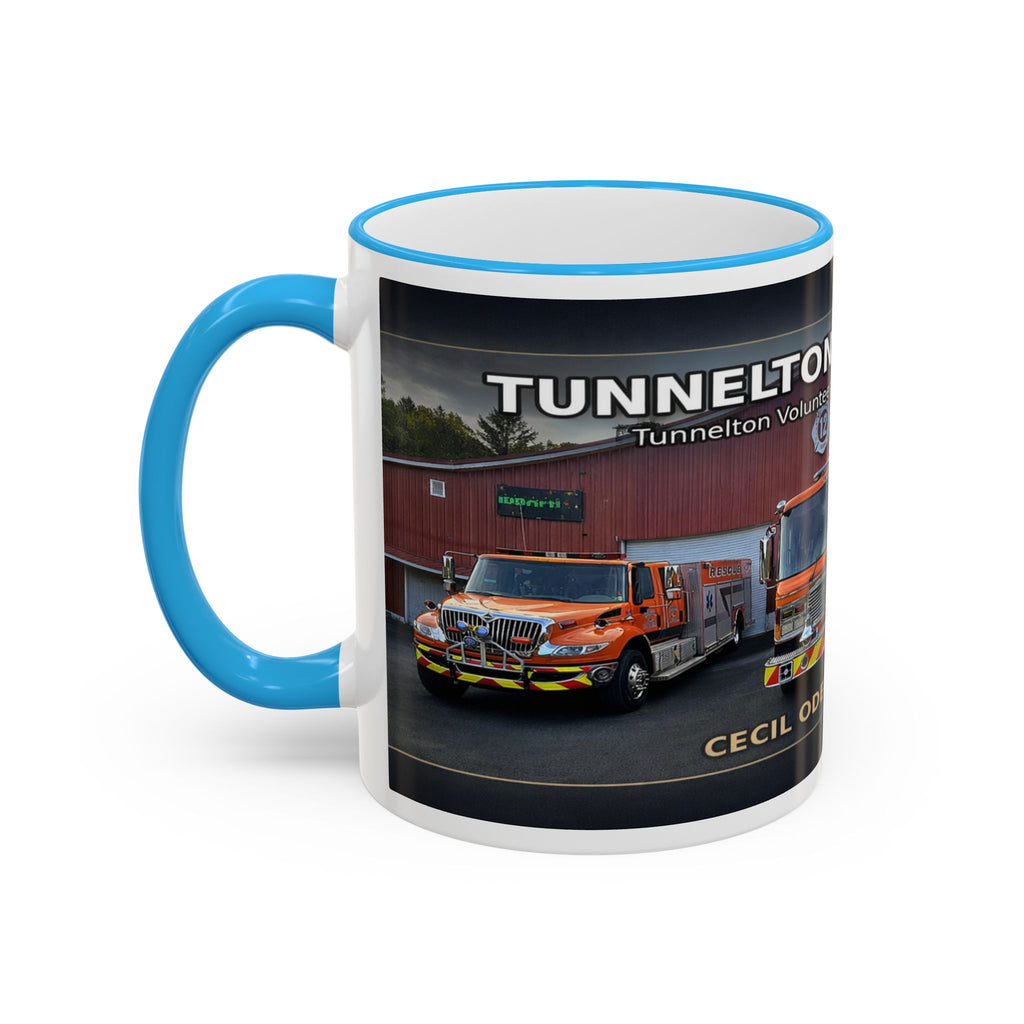 Fire Truck Photo Accent Rim Mug: "Cecil Odell Music" Volunteer Fire Department Tribute (11oz/15oz)