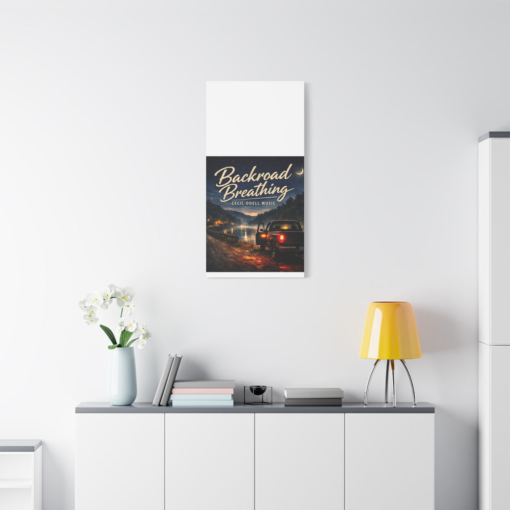 Backroad Breathing Matte Canvas Wall Art: Night Truck Landscape Music Print