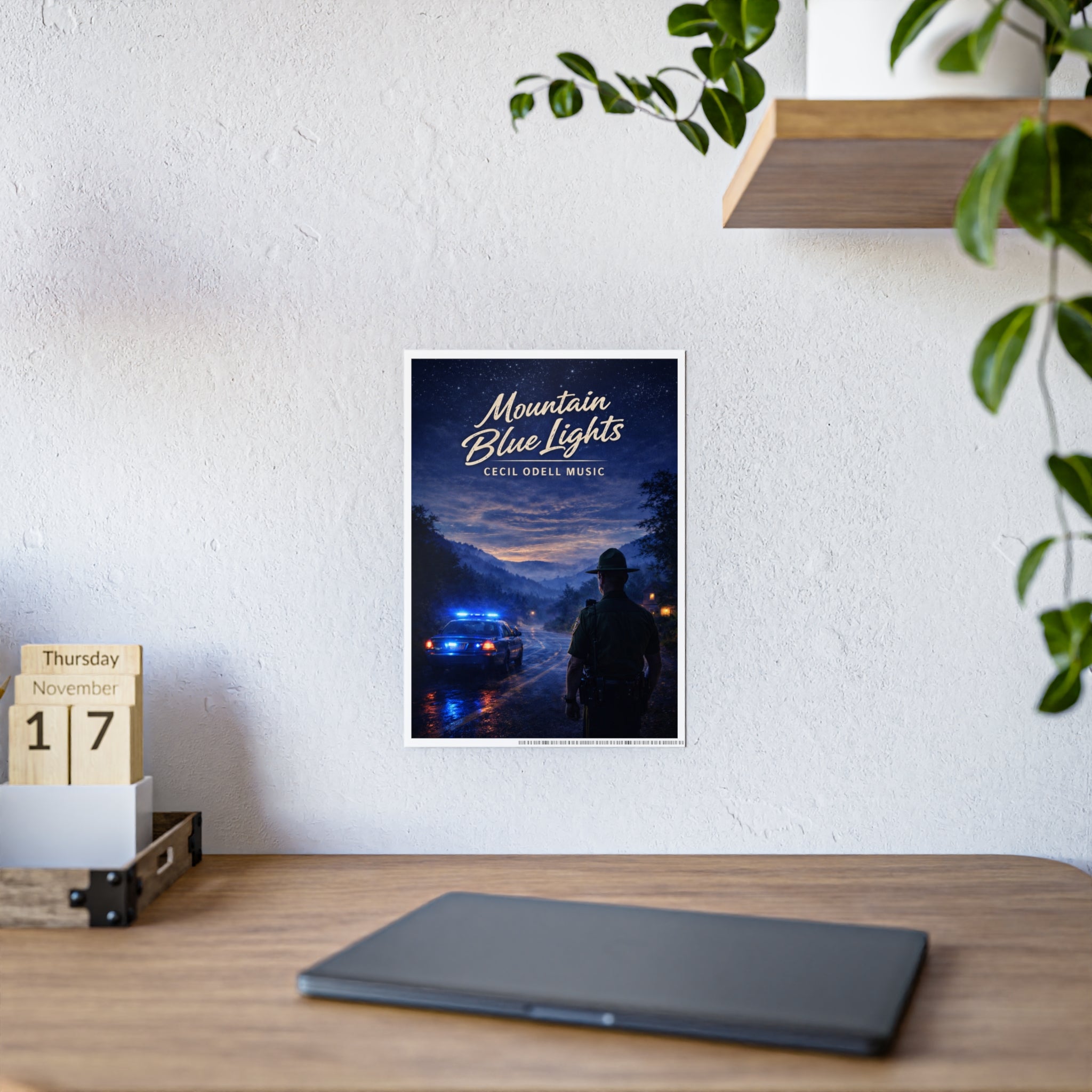 Poster: "Mountain Blue Lights" Movie-Style Gloss Art Print