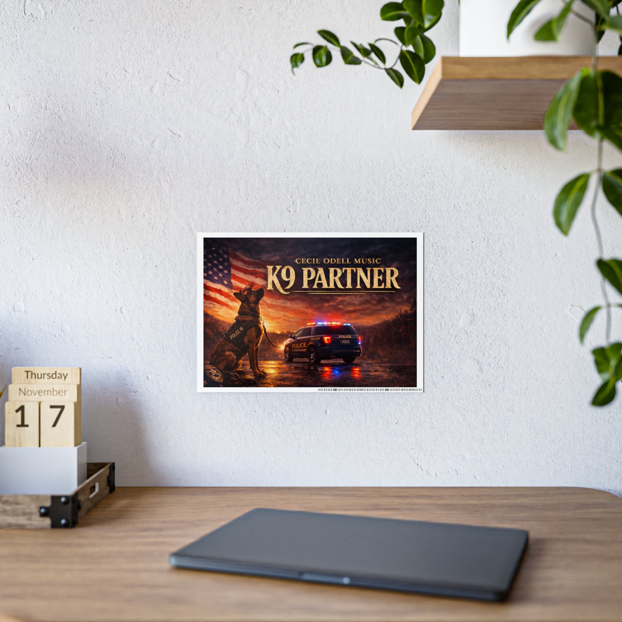 K9 Partner Gloss Poster: Patriotic Police K9 Tribute Wall Art