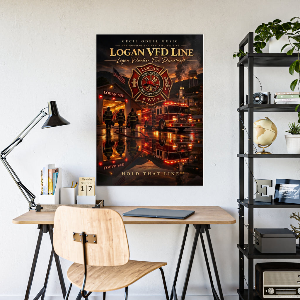 Firefighter Poster: 'Logan VFD Line' Gloss Fire Department Print