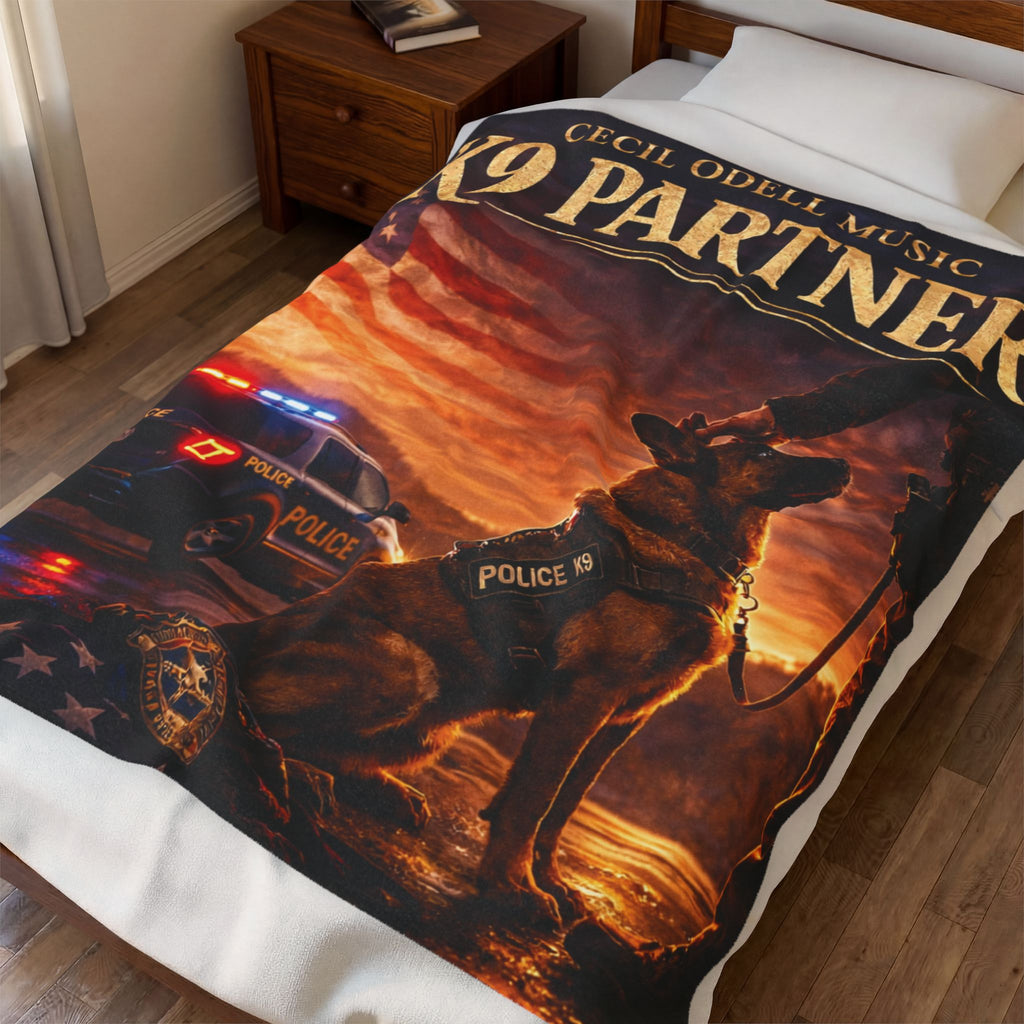 K9 Partner Velveteen Plush Blanket: Police K9 Tribute Throw with American Flag