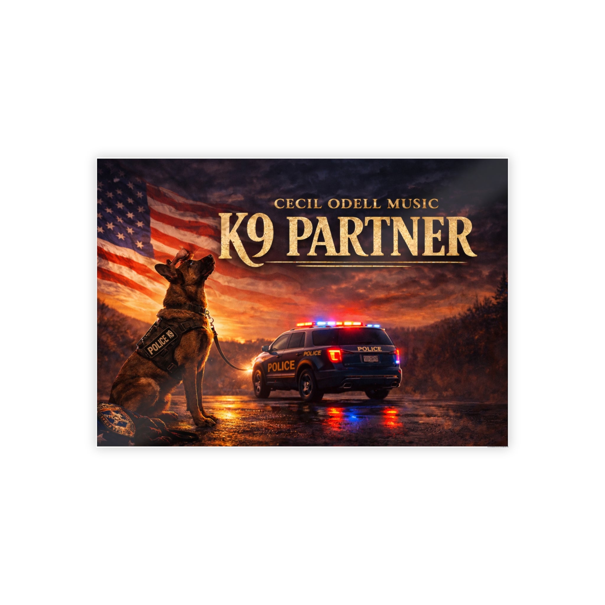 K9 Partner Gloss Poster: Patriotic Police K9 Tribute Wall Art